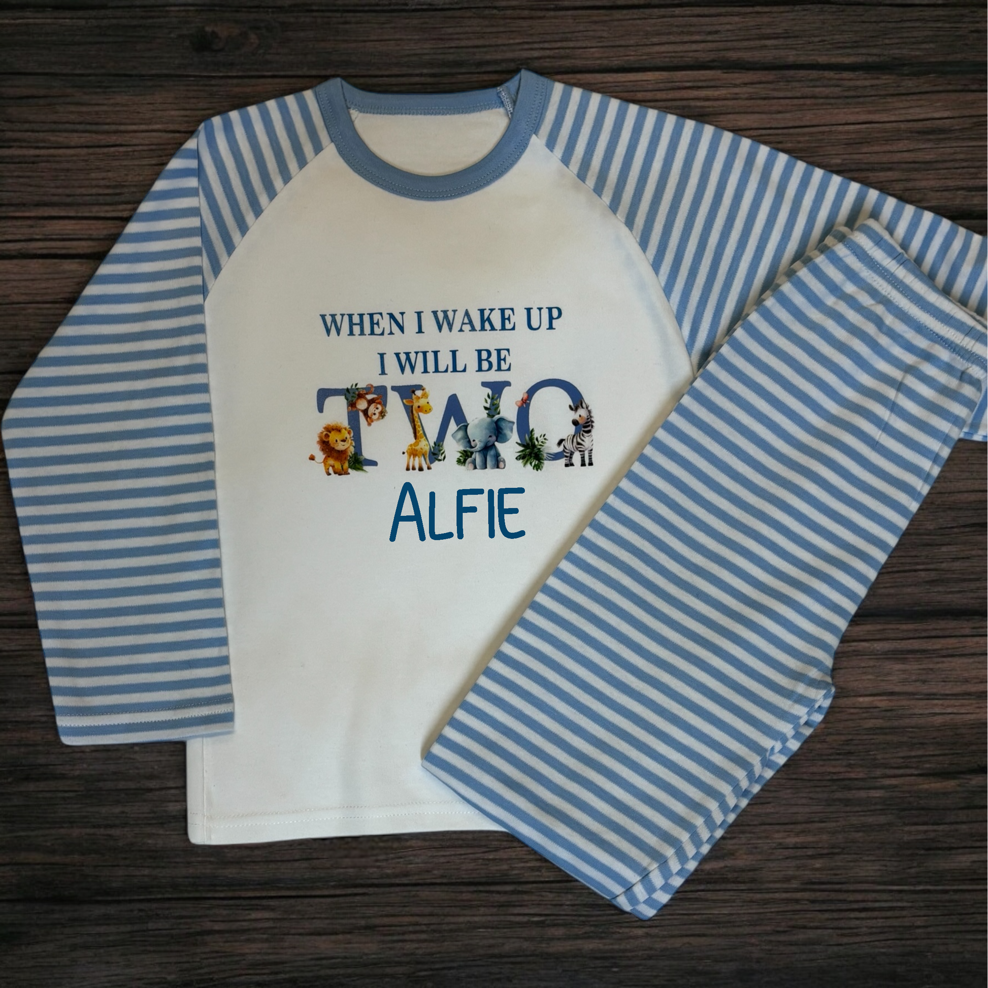 'When i wake up' Blue Birthday Pyjamas