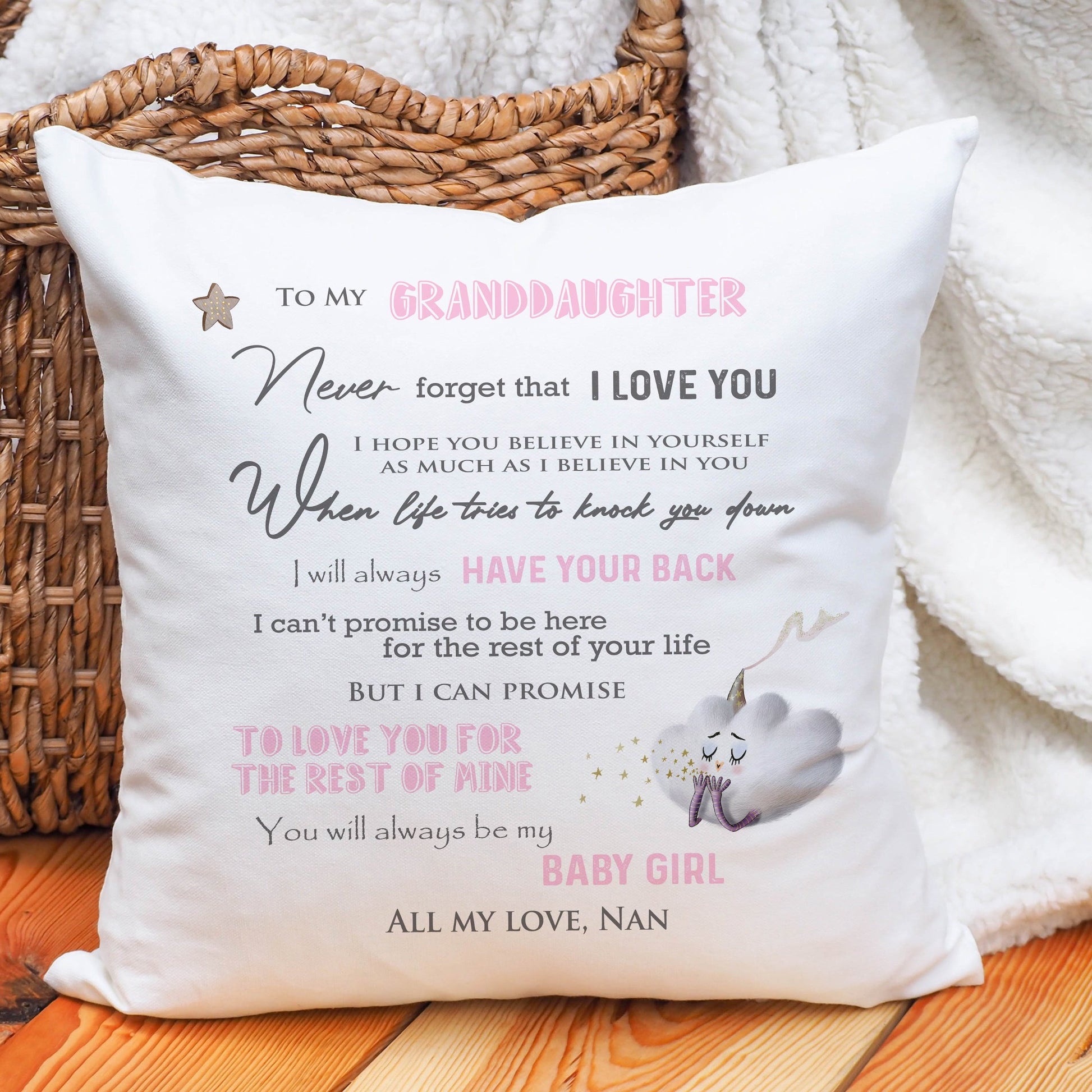 Personalised Granddaughter Poem Cushion