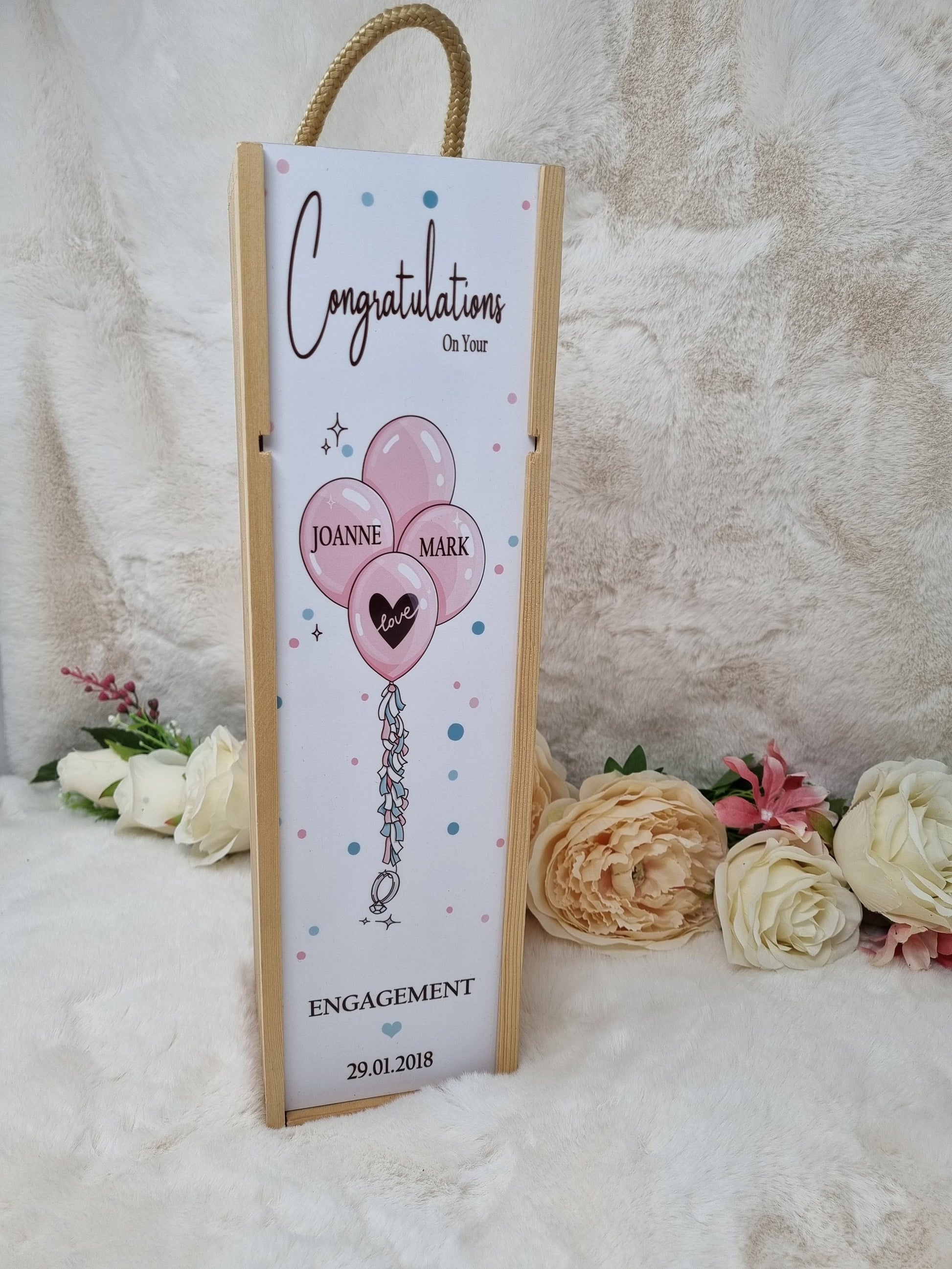 Wooden Engagement Wine Box