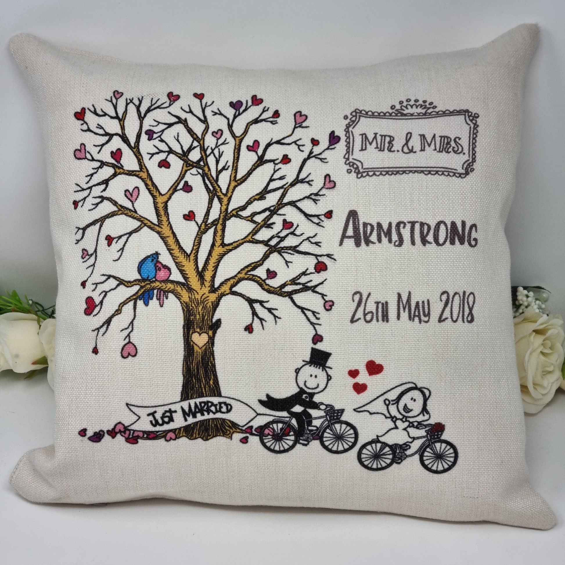 Personalised Wedding Bikes Cushion