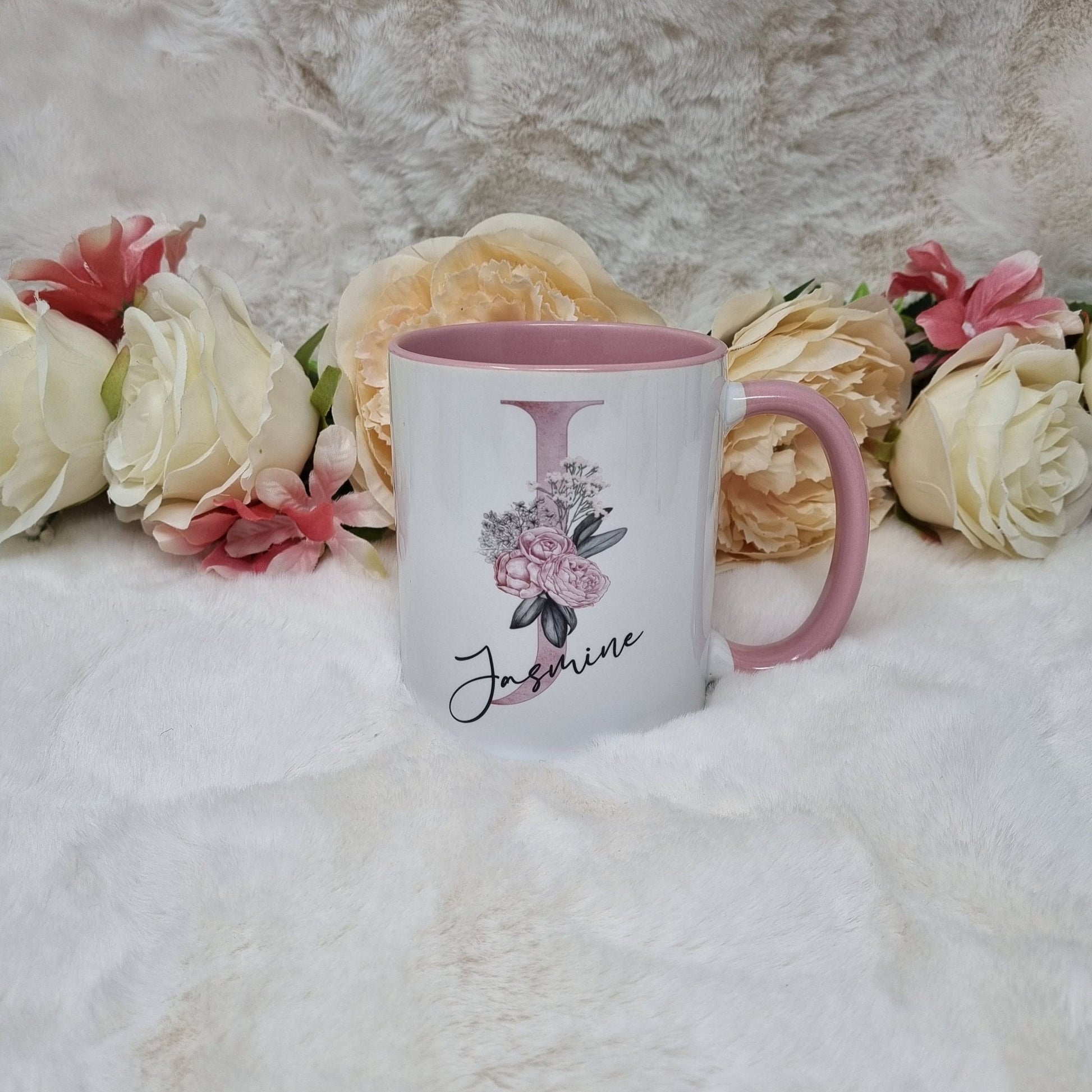 Personalised Floral Initial Mug