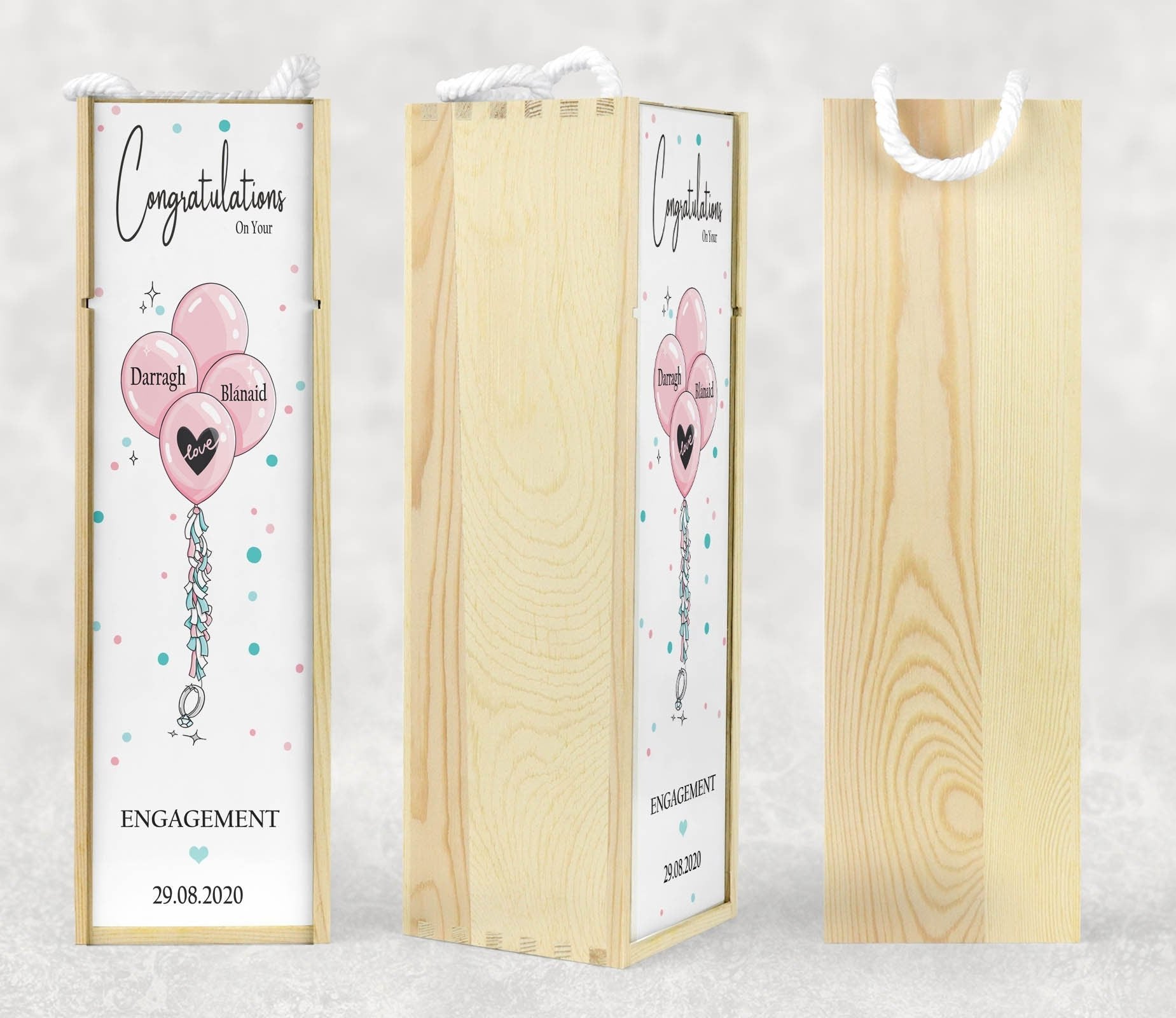Wooden Engagement Wine Box