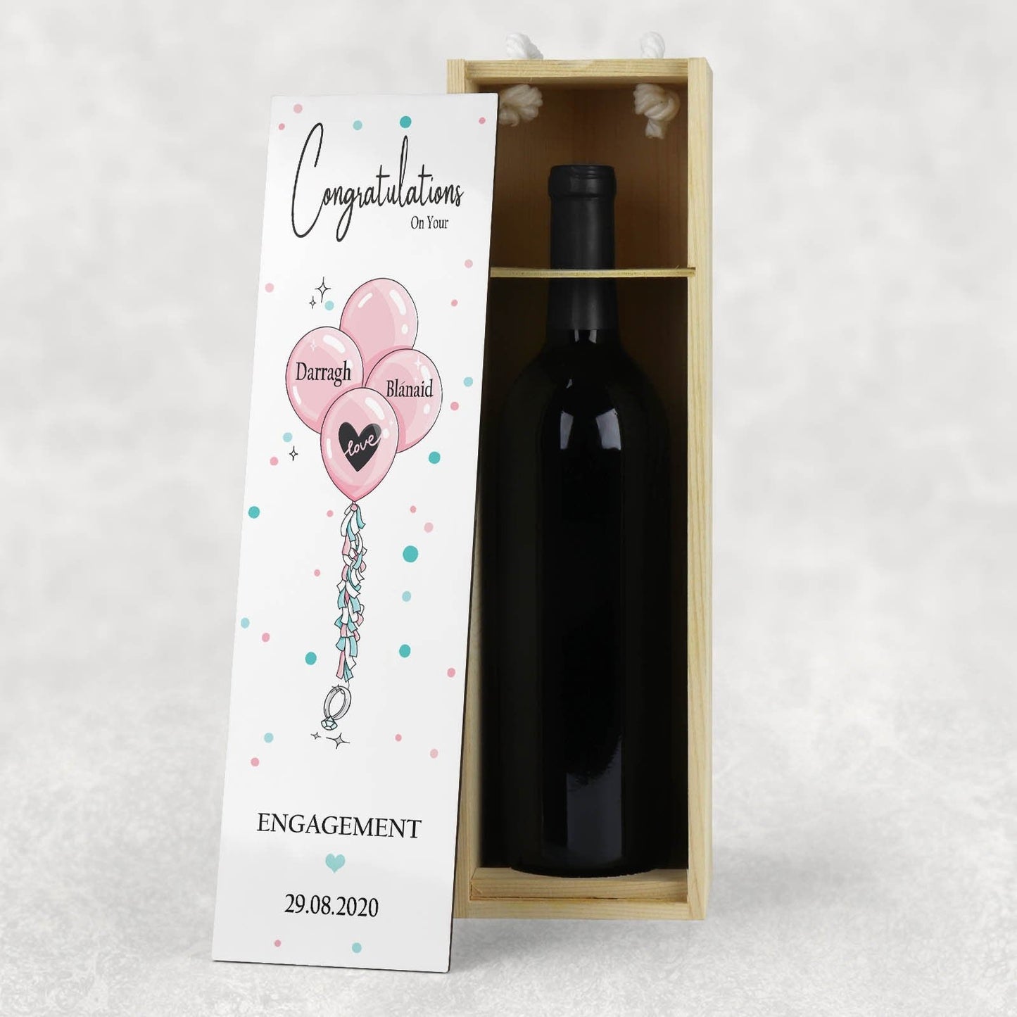 Engagement Wine Box, Wooden Wine Box, Engagement Gift Keepsake