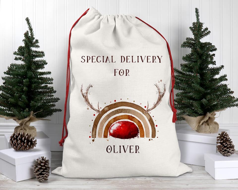 Large Luxury Personalised Reinbow Christmas Sack, Santa Sack, Personalised Christmas Sack, Christmas Rainbow
