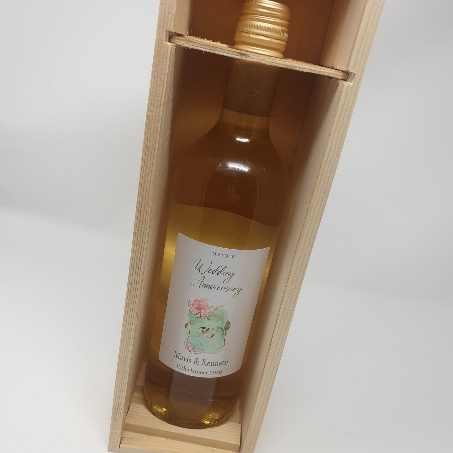 Pink Gin Wooden Wine Box, Custom Wine Box, Gin Birthday Gift