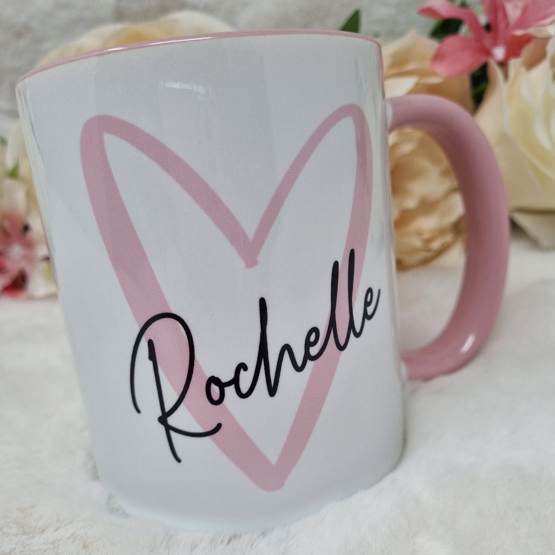 Personalised Heart Name Pink Mug