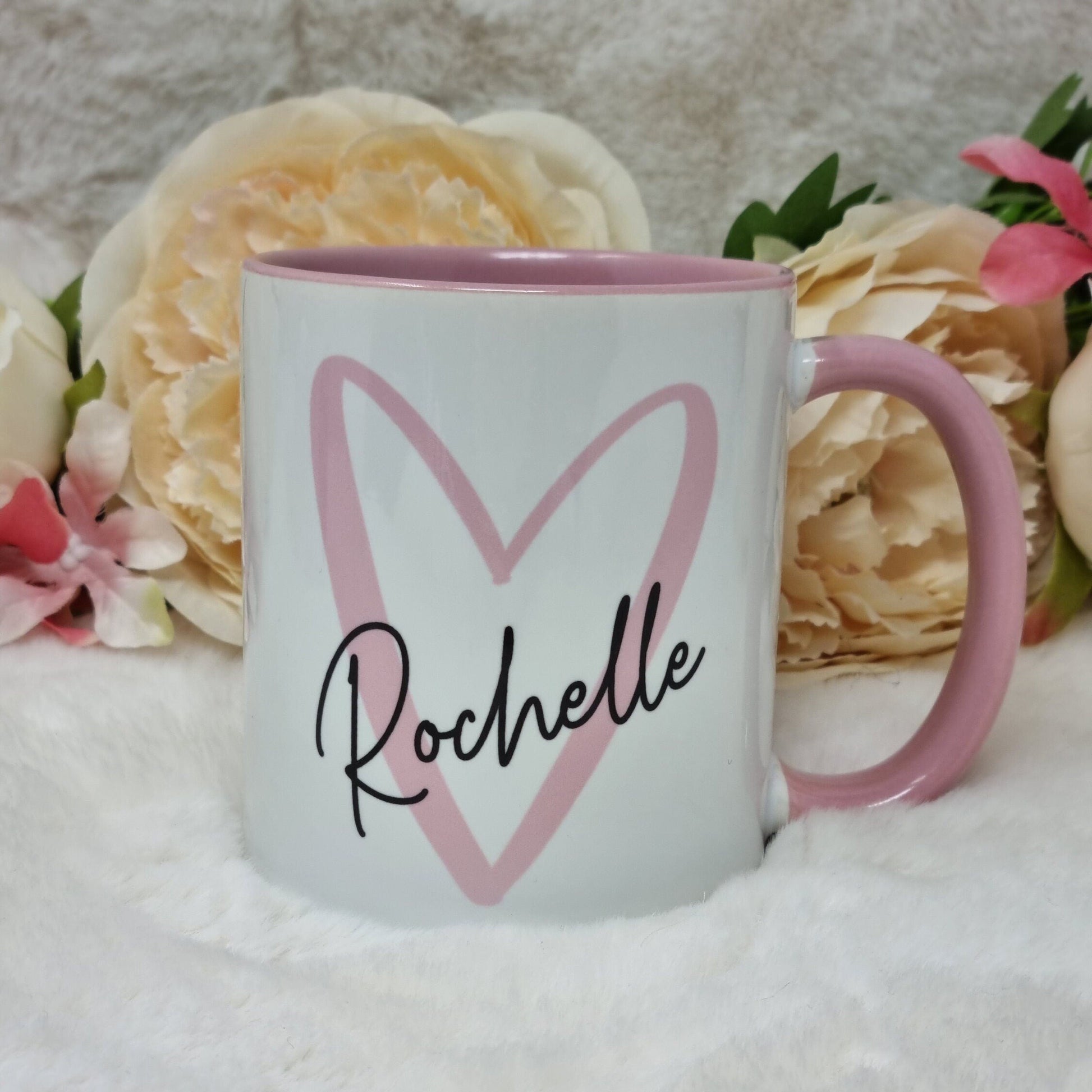 Personalised Heart Name Pink Mug