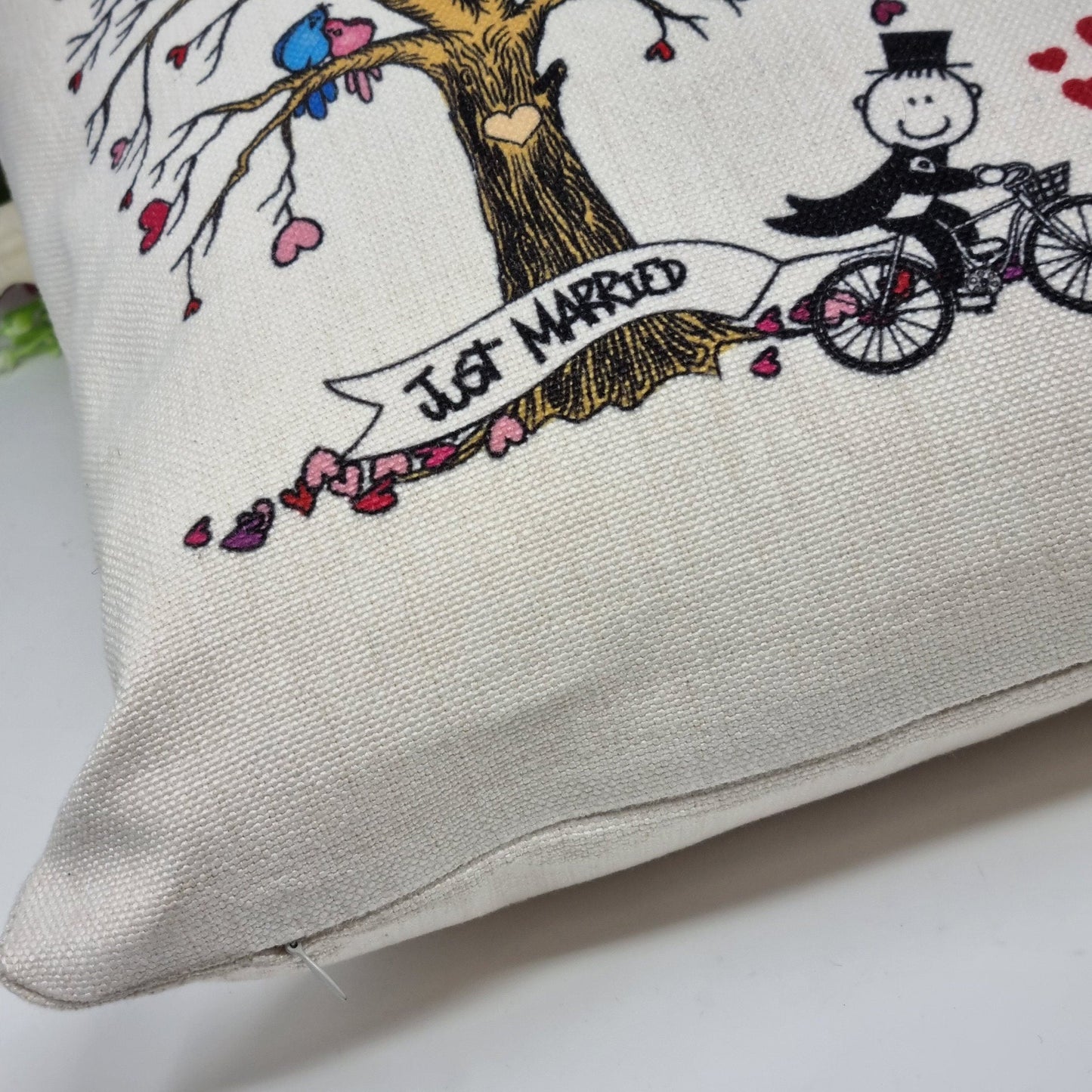 Personalised Wedding Cushion, Mr & Mrs Gift, Wedding Keepsake, Linen Cushion