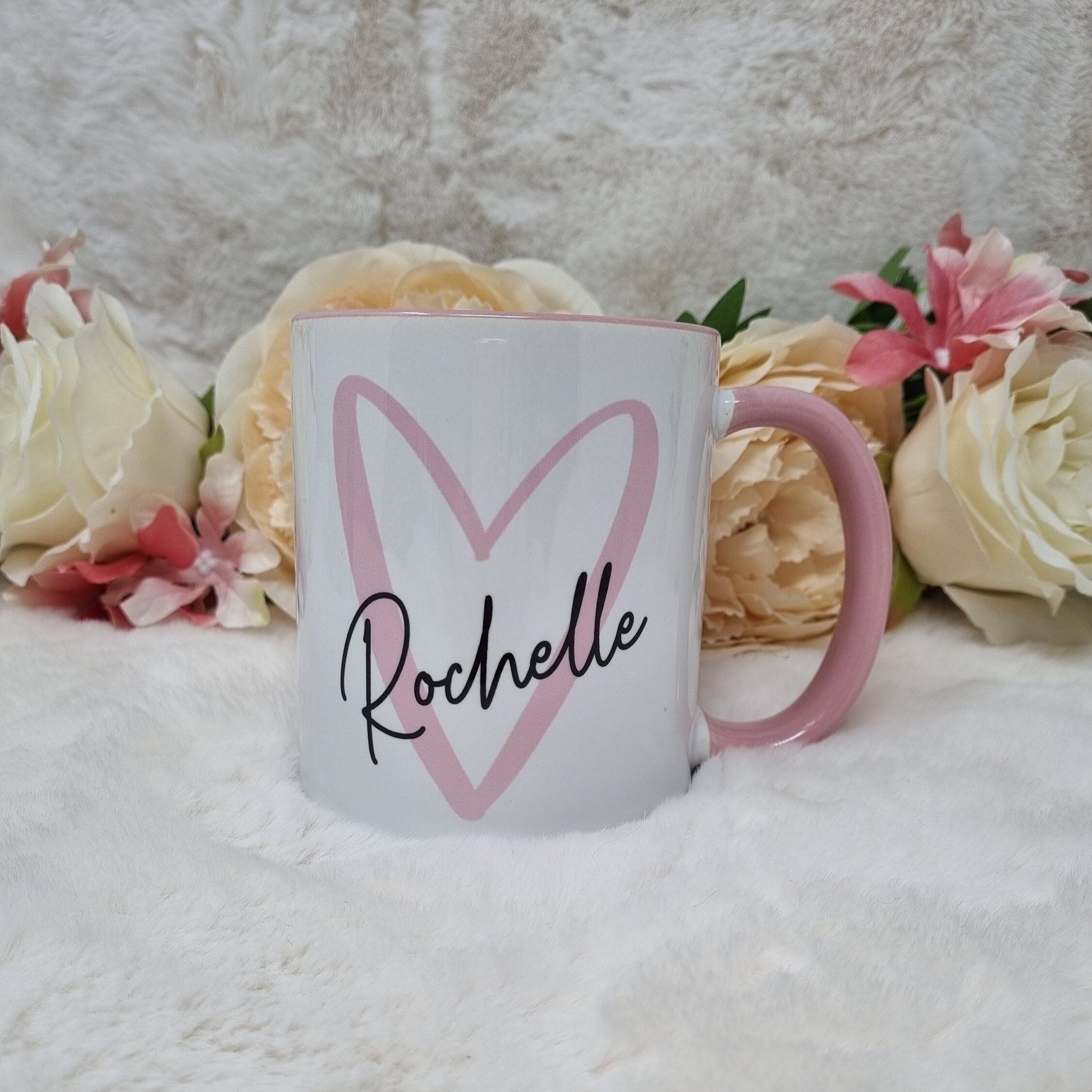 Personalised Heart Name Pink Mug