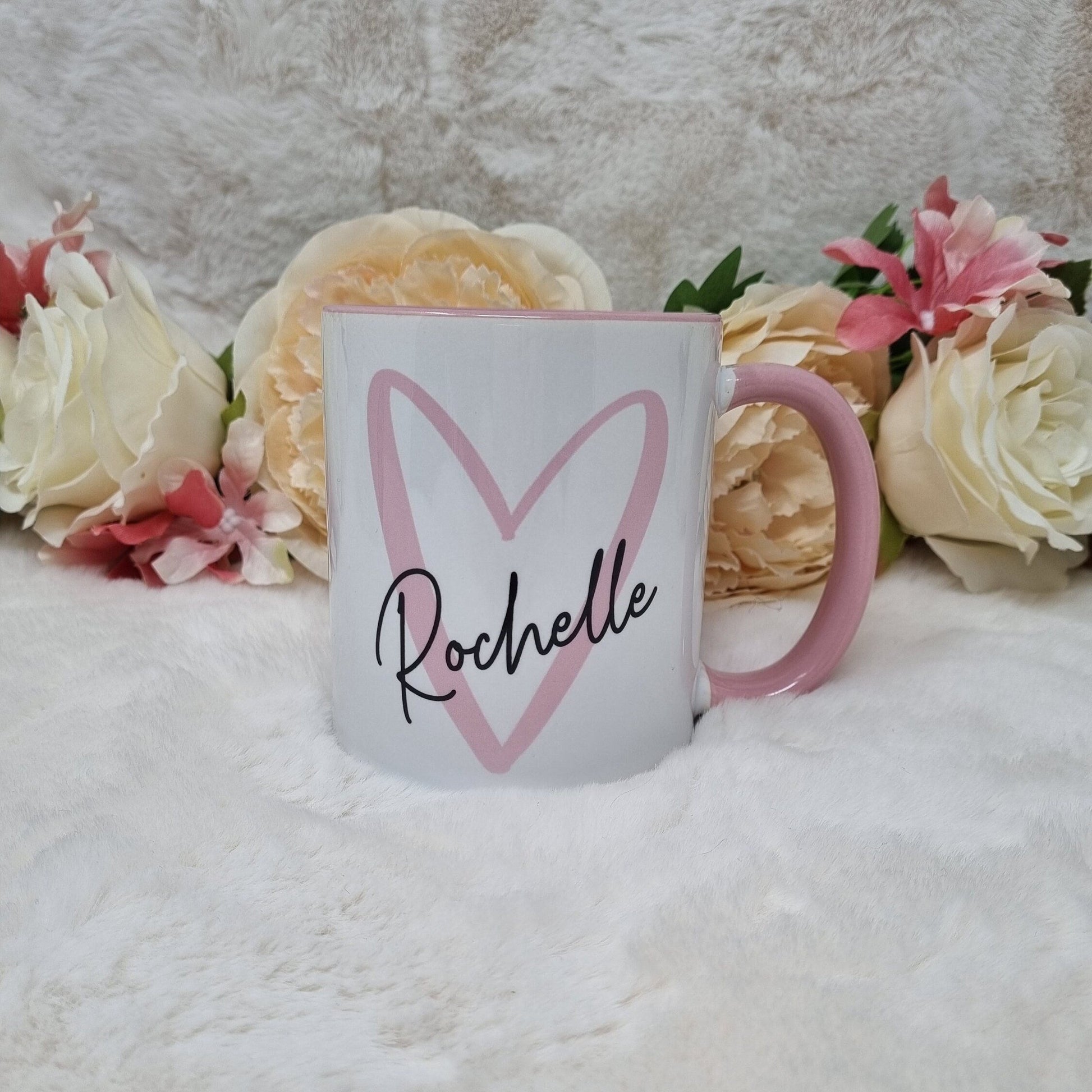 Personalised Heart Name Pink Mug