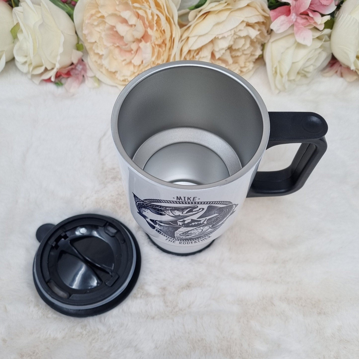 Personalised Fishing Travel Mug, Fisherman Gift, Fishing Gift, Travel Mug Fishing, Rodfather Fishing Gift, Dad/Grandad/Uncle fishing gift