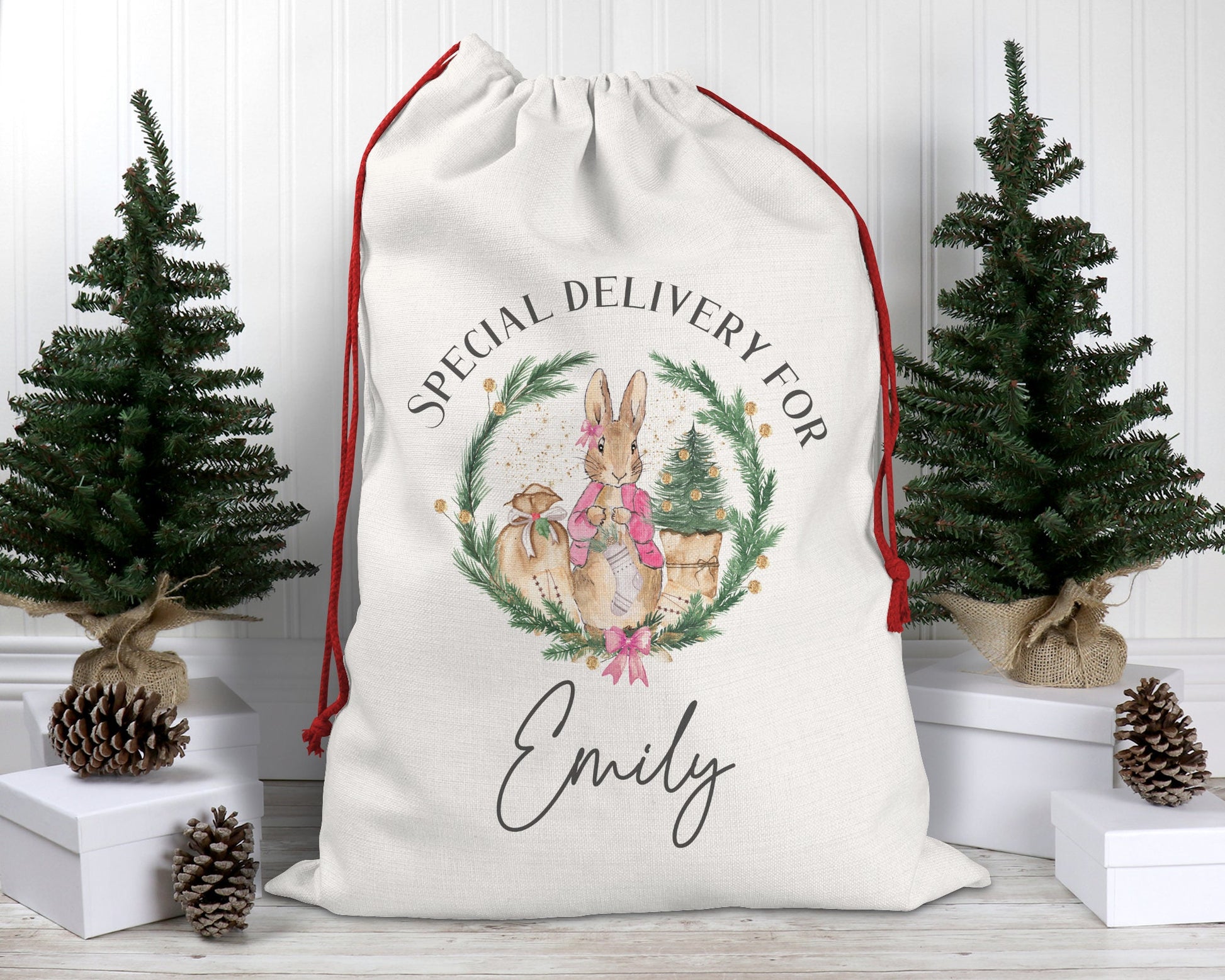 Large Luxury Rabbit Christmas Sack