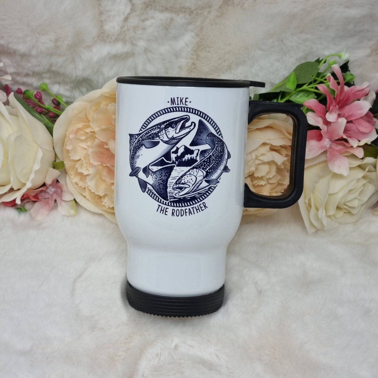 Personalised Fishing Travel Mug, Fisherman Gift, Fishing Gift, Travel Mug Fishing, Rodfather Fishing Gift, Dad/Grandad/Uncle fishing gift