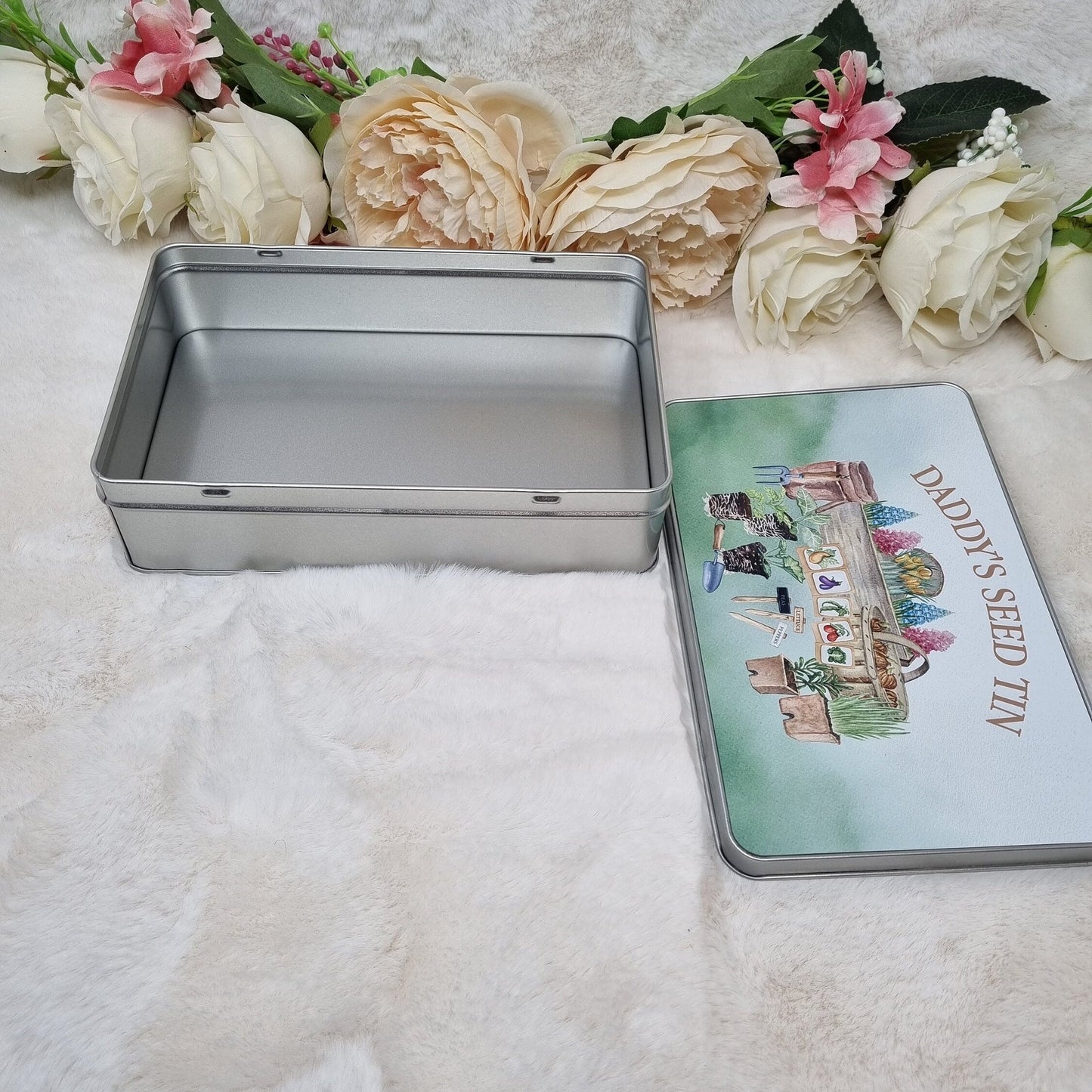 Personalised Storage Seed Tin, Gardeners Tin, Grandad's/Dad's Gardener Tin