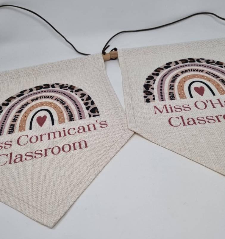 Personalised Teacher Rainbow Hanging Flag