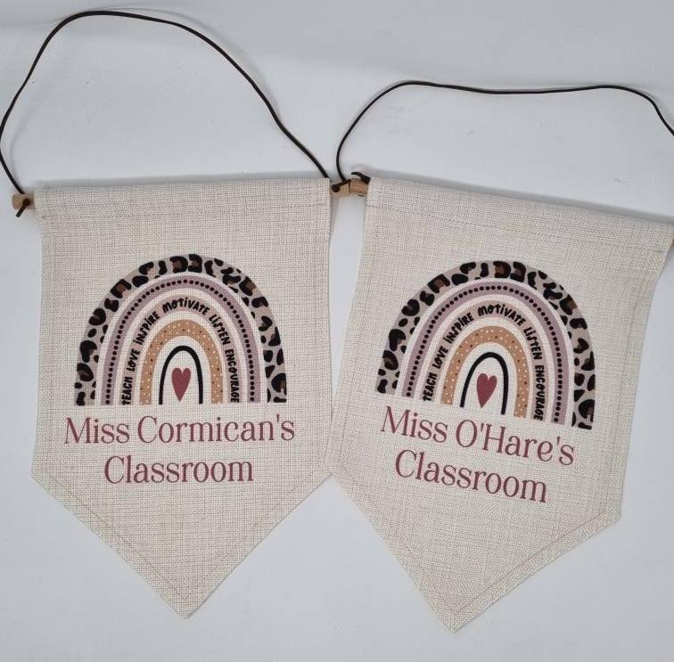 Personalised Teacher Rainbow Hanging Flag
