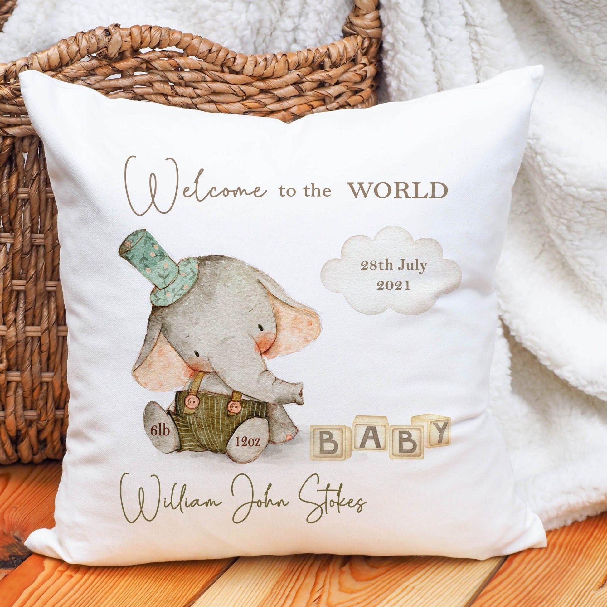 New Baby Elephant Blocks Cushion