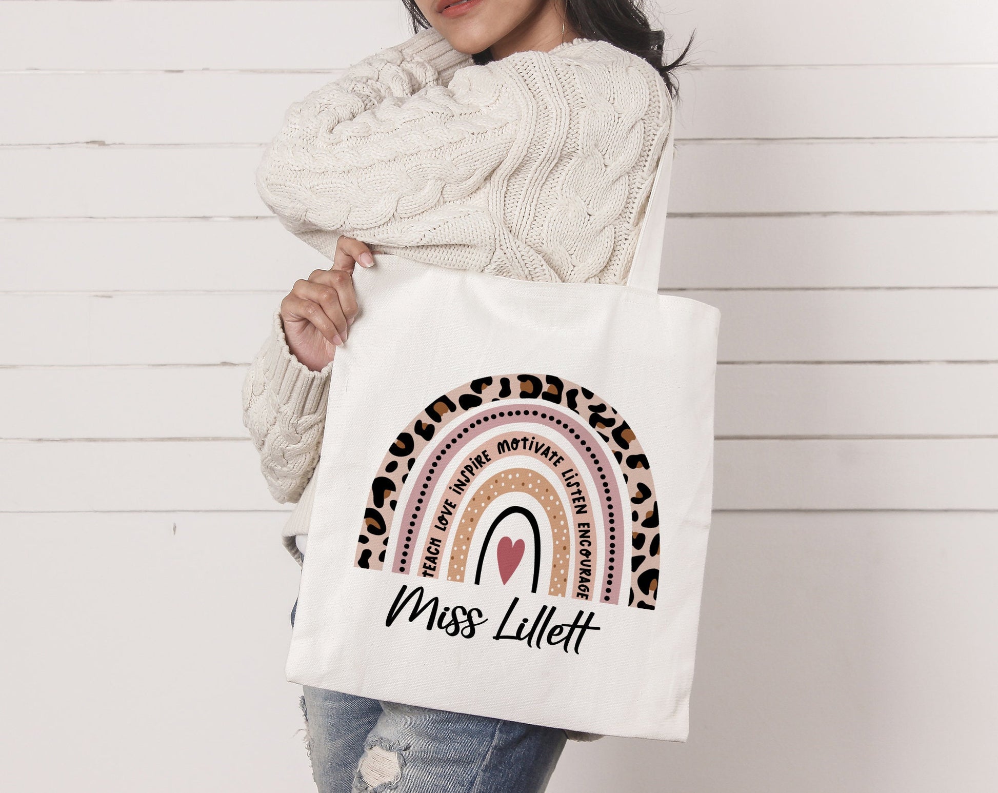 Personalised Teacher Rainbow Tote Bag