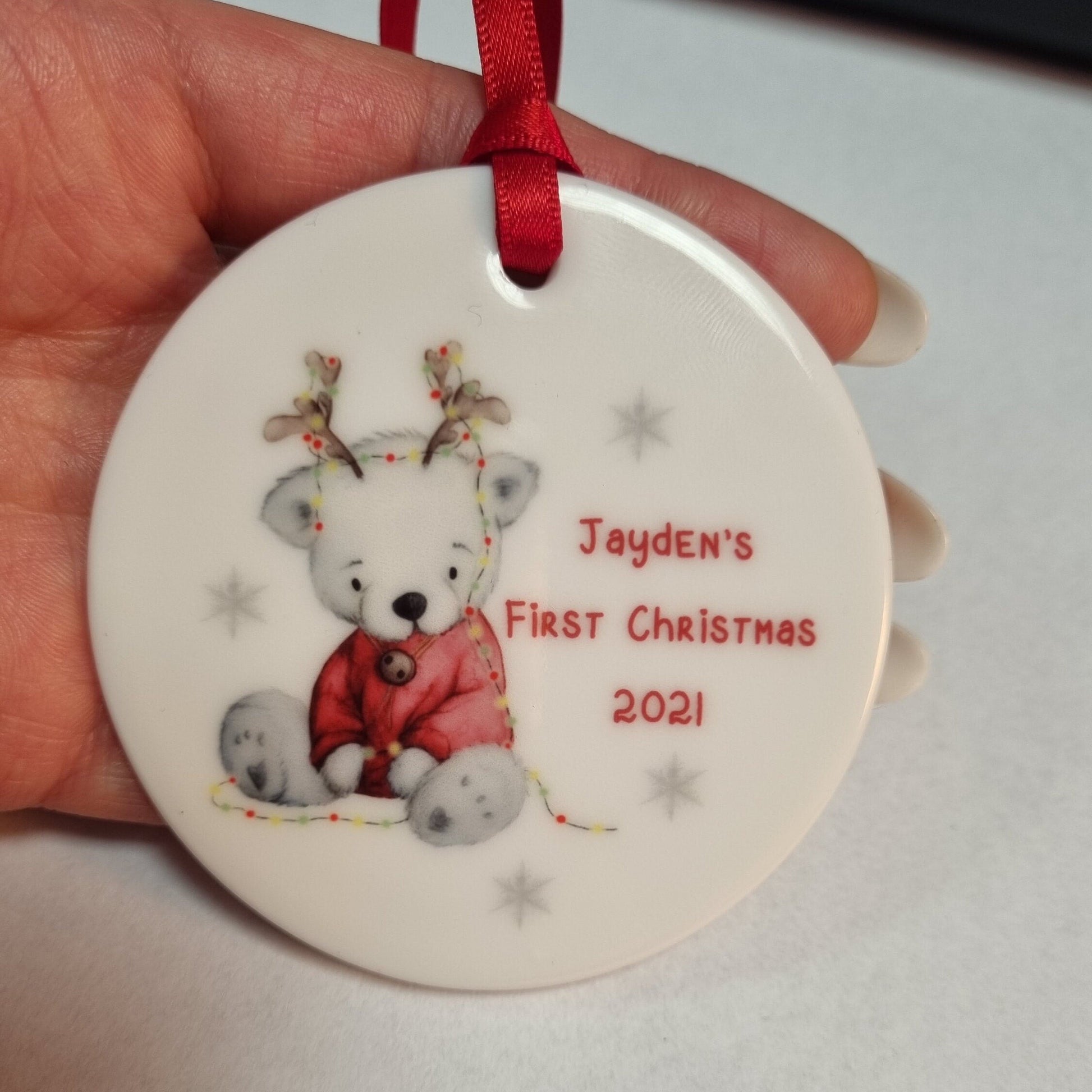 First Christmas Bauble Red Bear