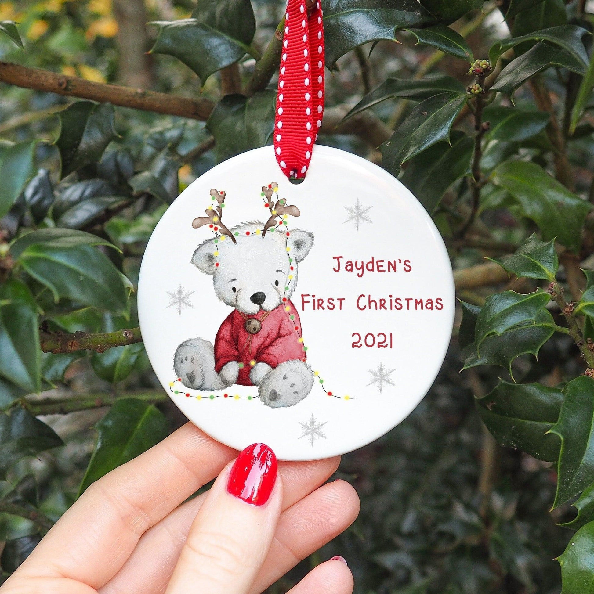 First Christmas Bauble Red Bear