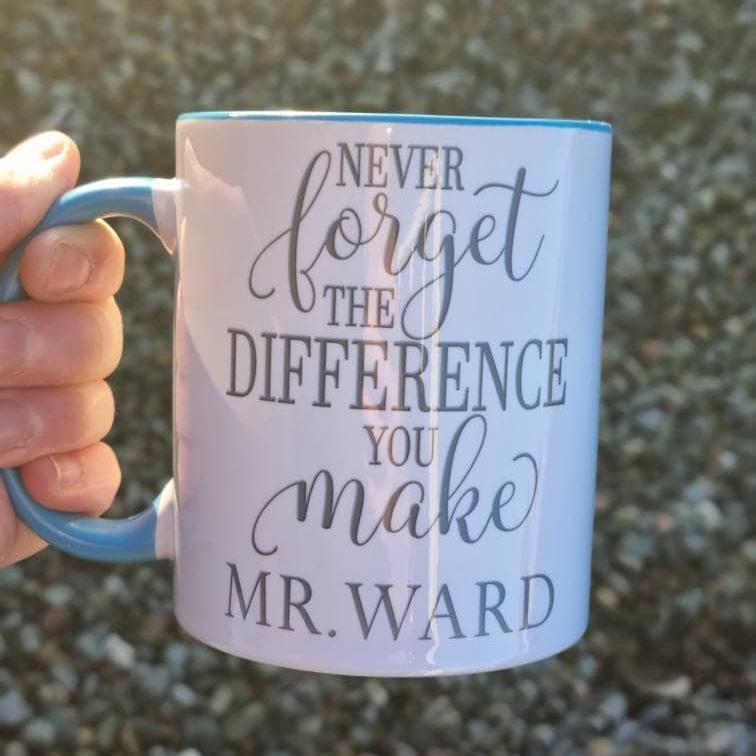 Personalised Thank You Teacher Mug Pink/Blue
