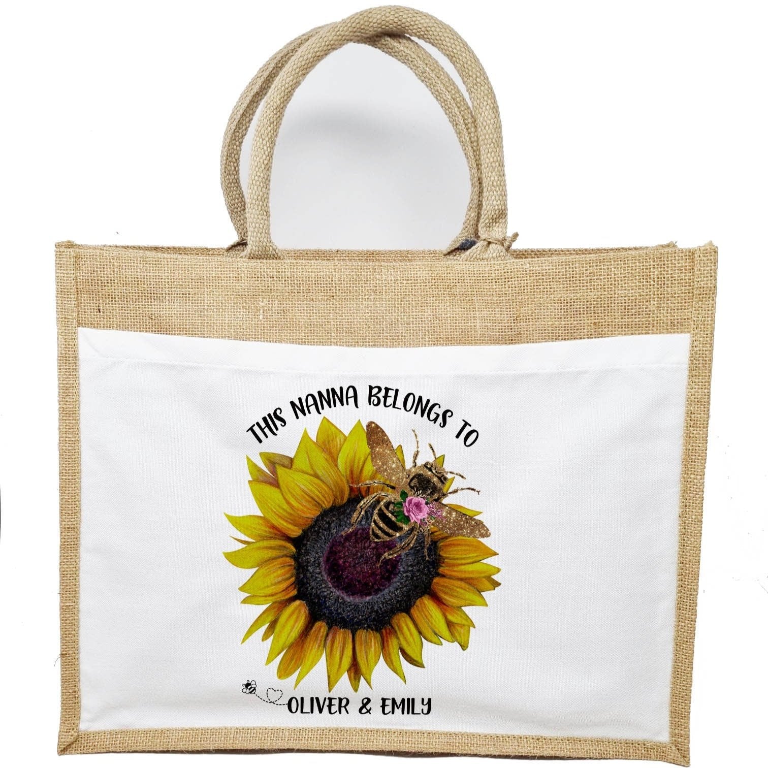 Personalised Sunflower Bee Jute Bag