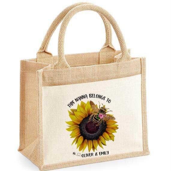 Personalised Sunflower Bee Jute Bag