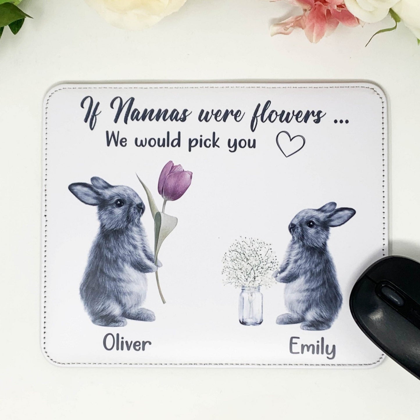 Personalised Mouse Mat, Rabbit Mouse Pad, Mothers Day Gift, Unique Gift