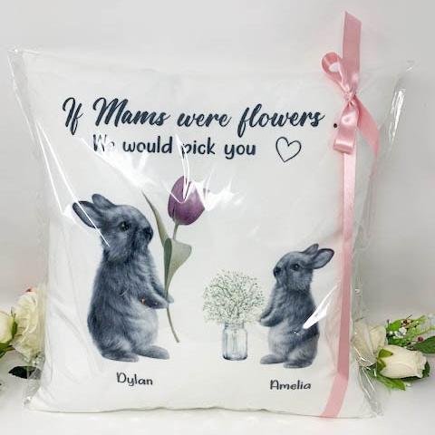 Personalised Rabbit Cushion, Mothers Day Cushion, Git For Mam, Nana Cushion, Mothers Day Gift