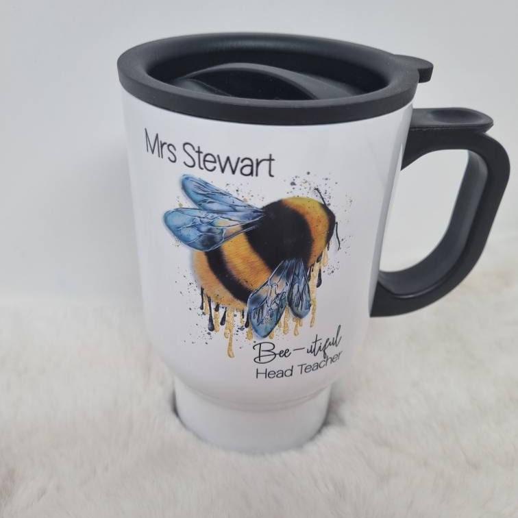 Personalised Teacher Bumble Bee Travel Mug