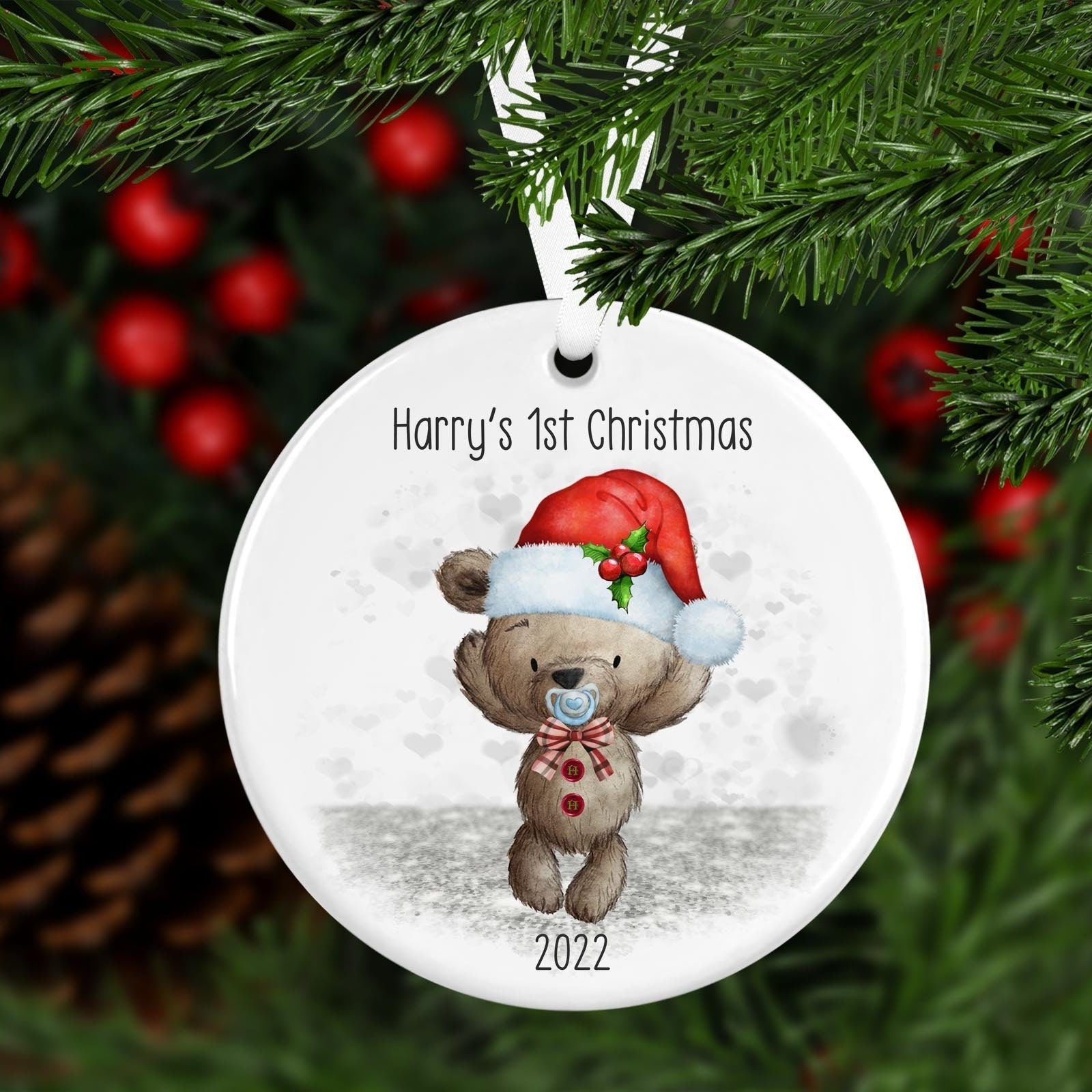 Baby Bear First Christmas Ceramic Bauble