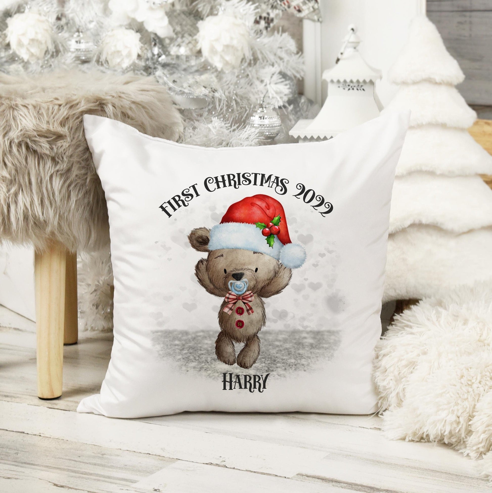 First Christmas Teddy Cushion