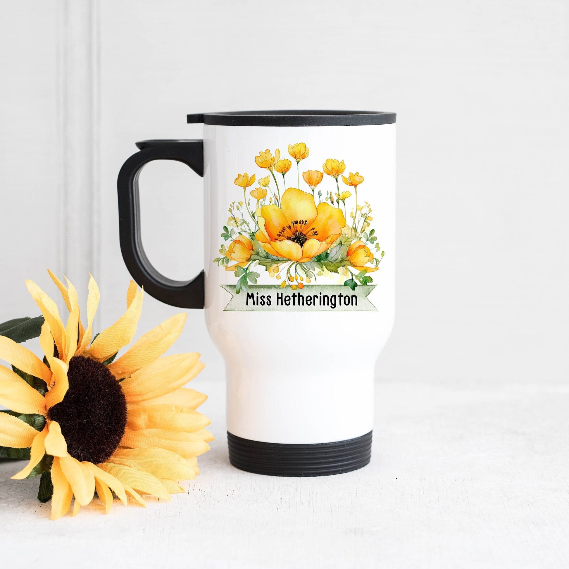 Personalised Teacher Buttercup Travel Mug