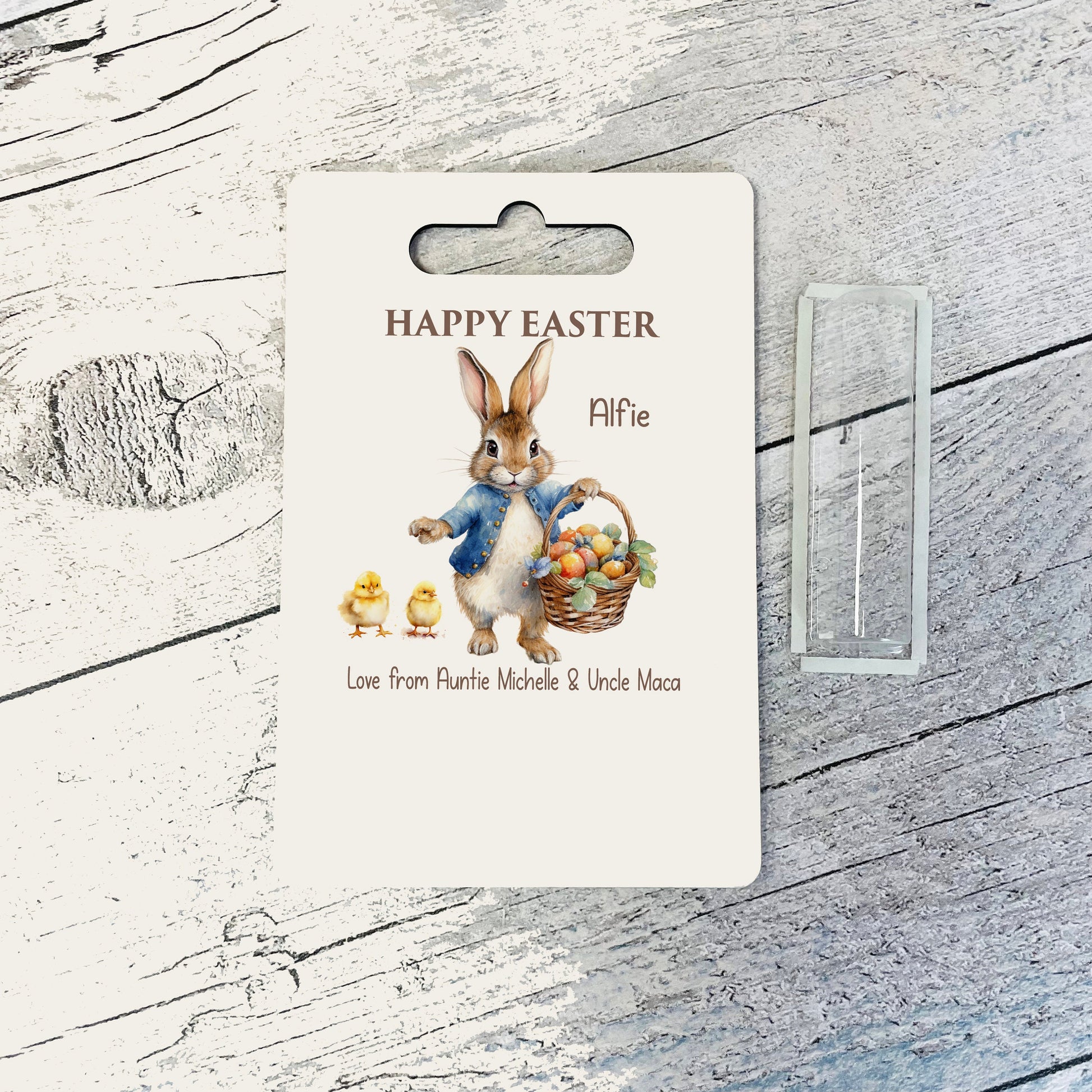 Personalised Rabbit Wooden Easter Money Wallet