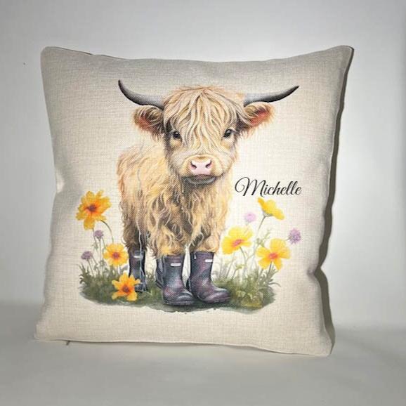 Cute Highland Cow Cushion Birthday Gift Farmer Home Decor Bedroom Cow Theme