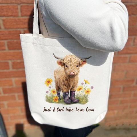 Personalised Highland Cow Tote Bag