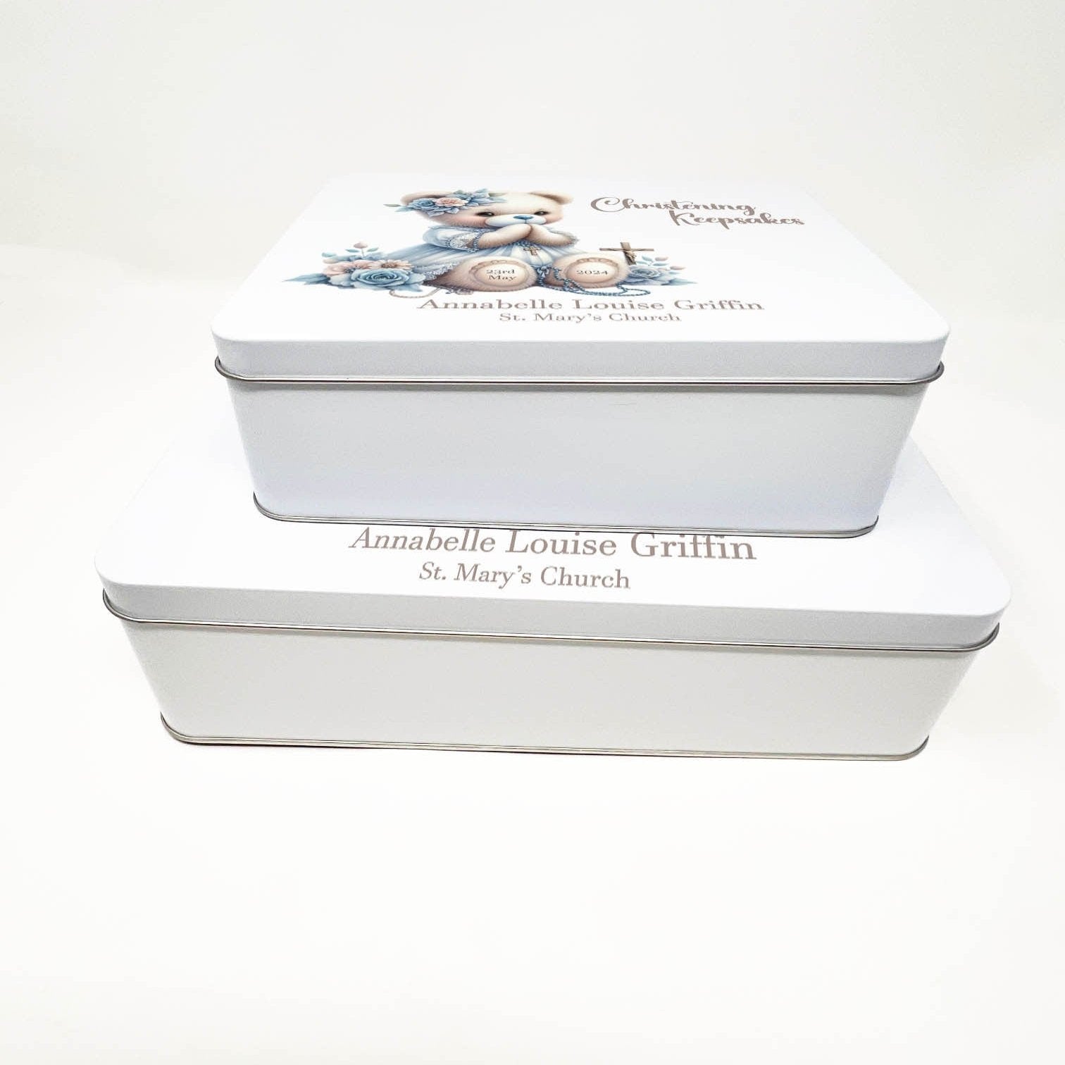 Christening Baby Floral Bear Keepsake Box