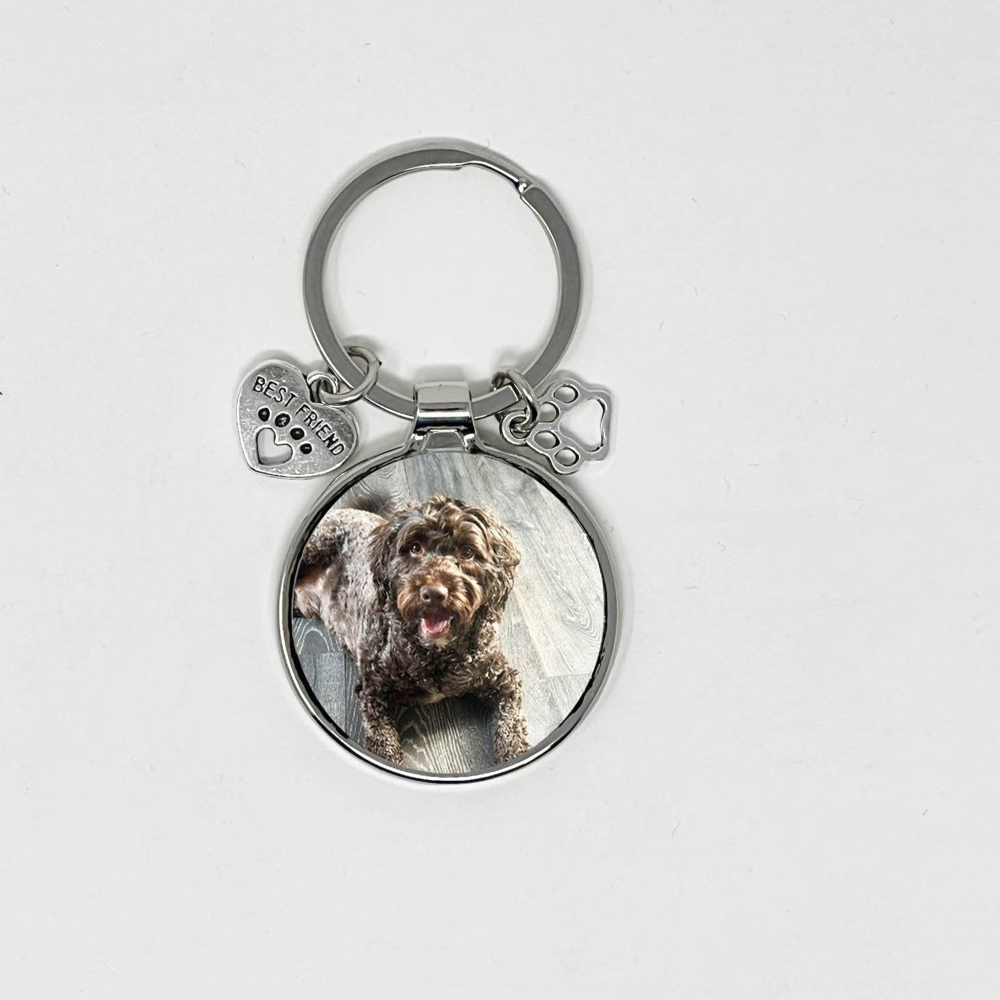 Personalised Pet Photo Keyring With Charms