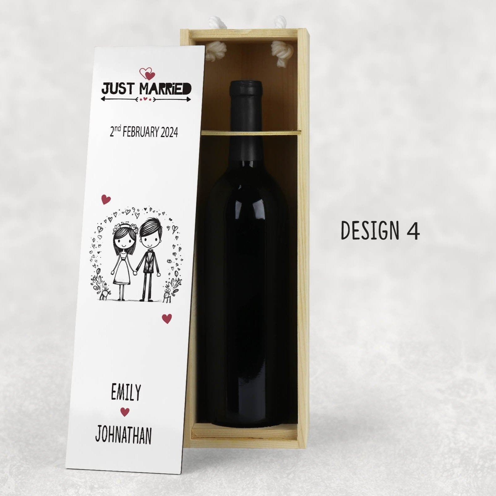 Personalised Wedding Couple Wine Box 4 Designs