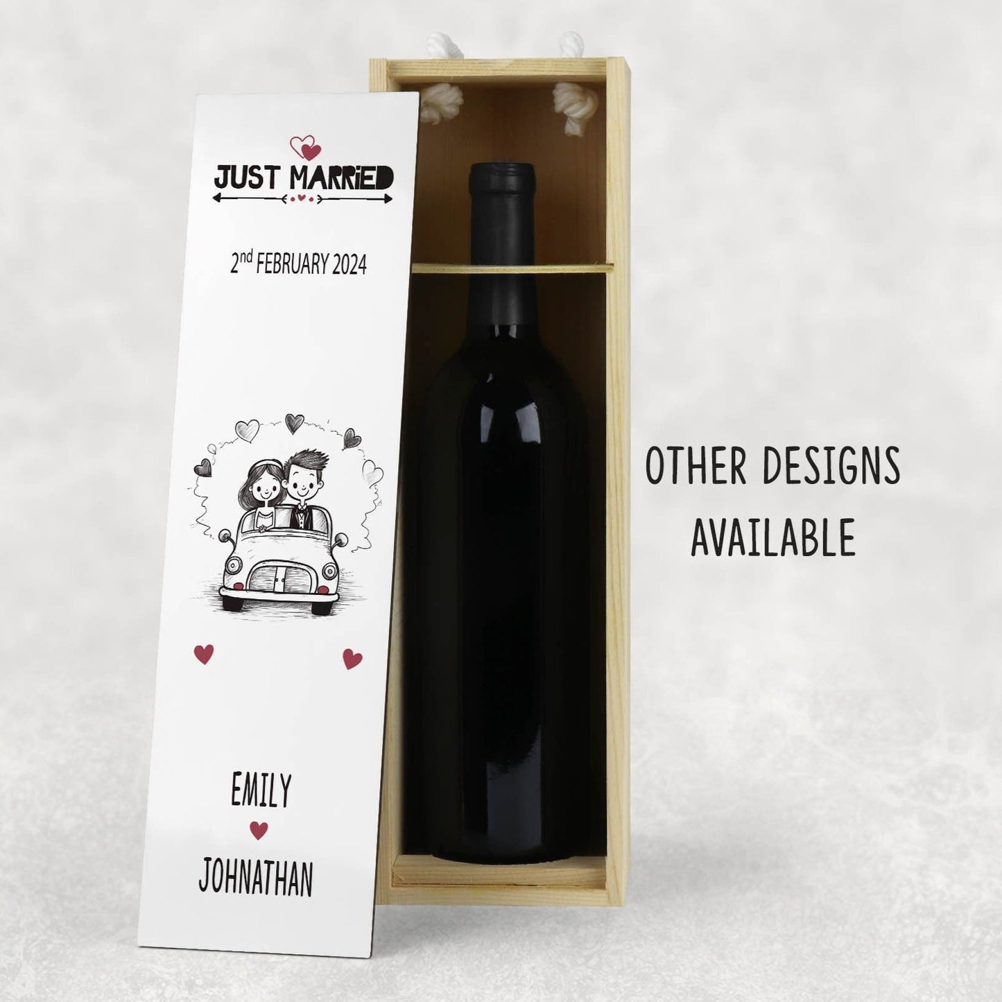Wedding Bottle Wine Box, Wooden Wine Box, Wedding Gift Keepsake, Celebration Bottle Box, Just Married Gift, Modern Wedding Bottle Wooden Box