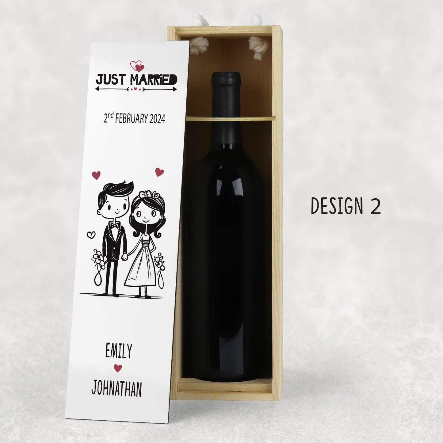 Wedding Bottle Wine Box, Wooden Wine Box, Wedding Gift Keepsake, Celebration Bottle Box, Just Married Gift, Modern Wedding Bottle Wooden Box