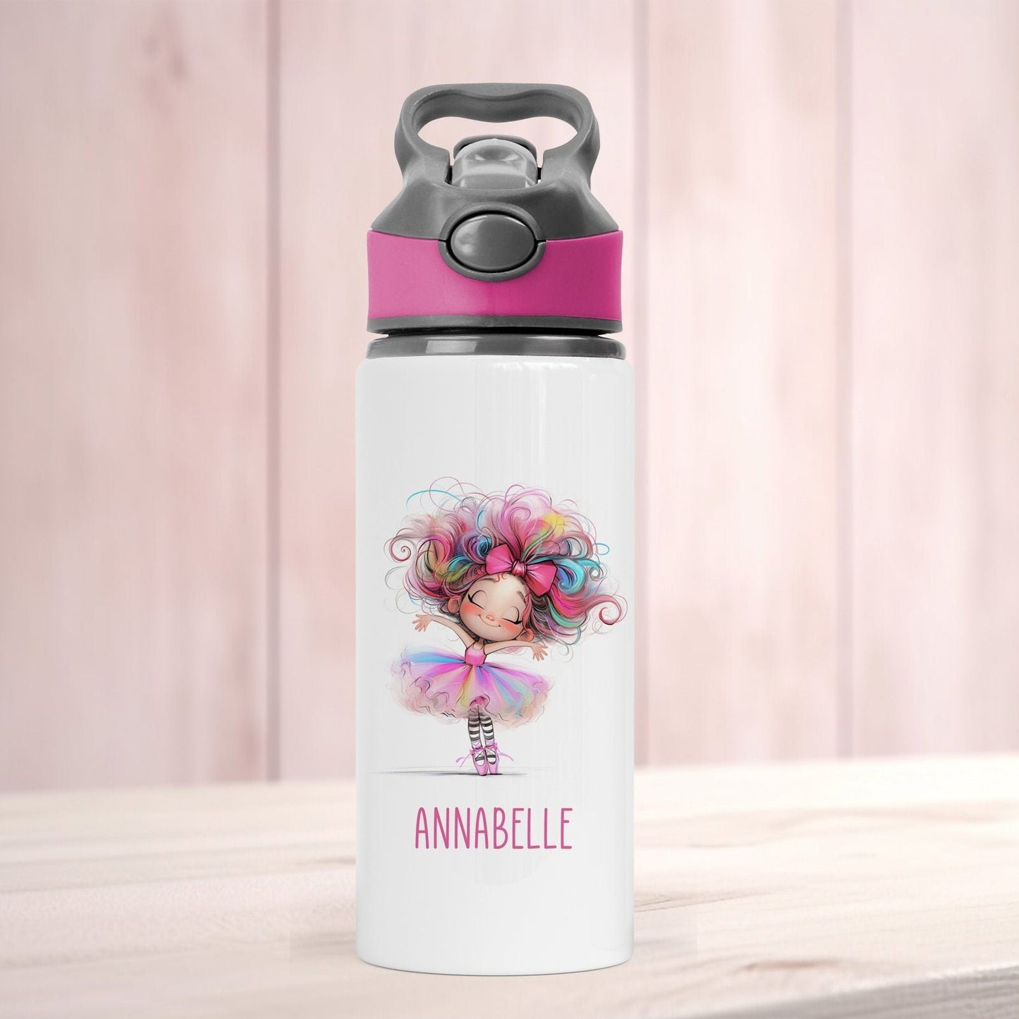 Personalised Ballerina Water Bottle, Ballet Water Bottle, Ballerina Gift, Dance Gift, Kids Water Bottle, Dance Theme Bottle
