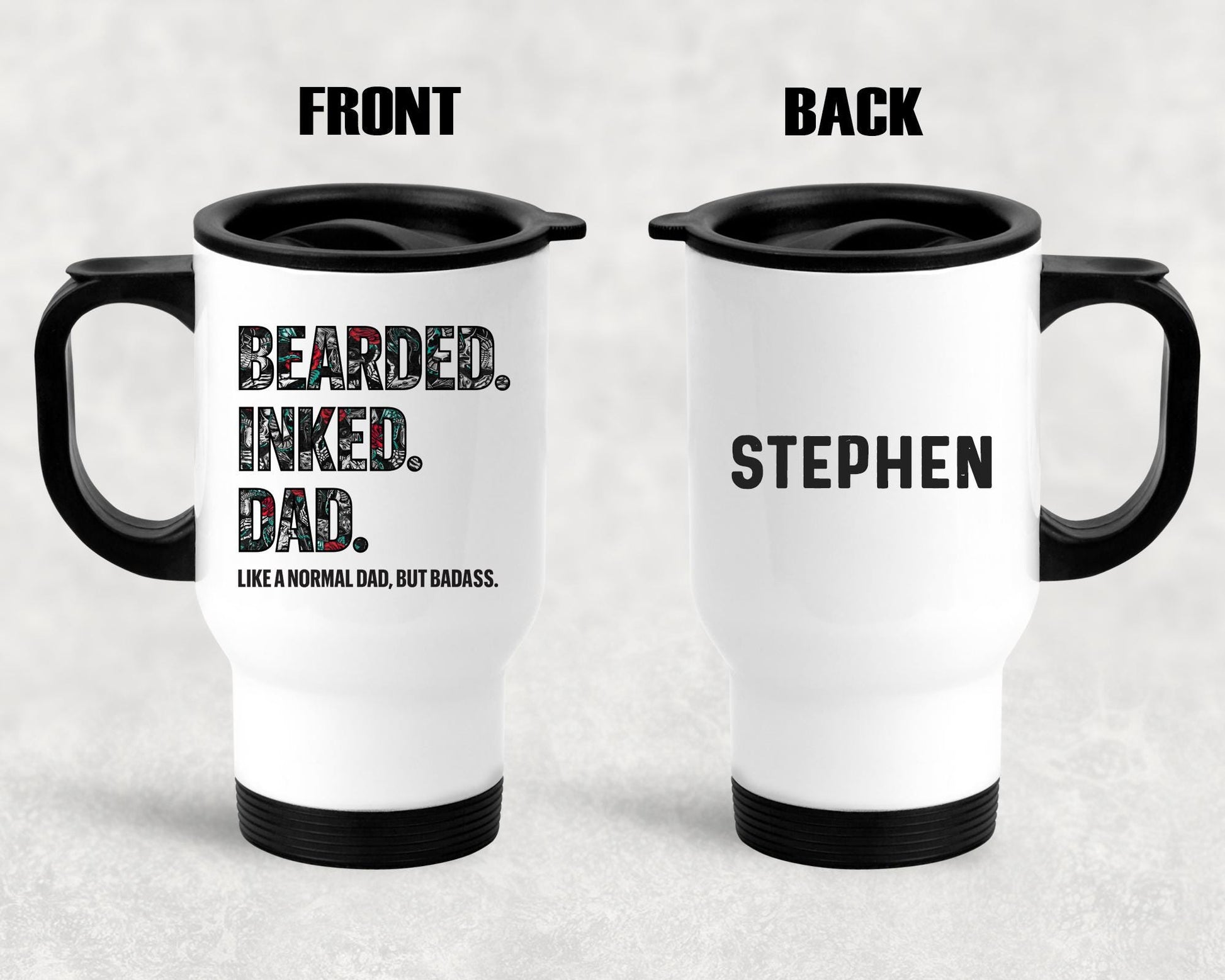 Personalised Tattoo Inked Dad Travel Mug
