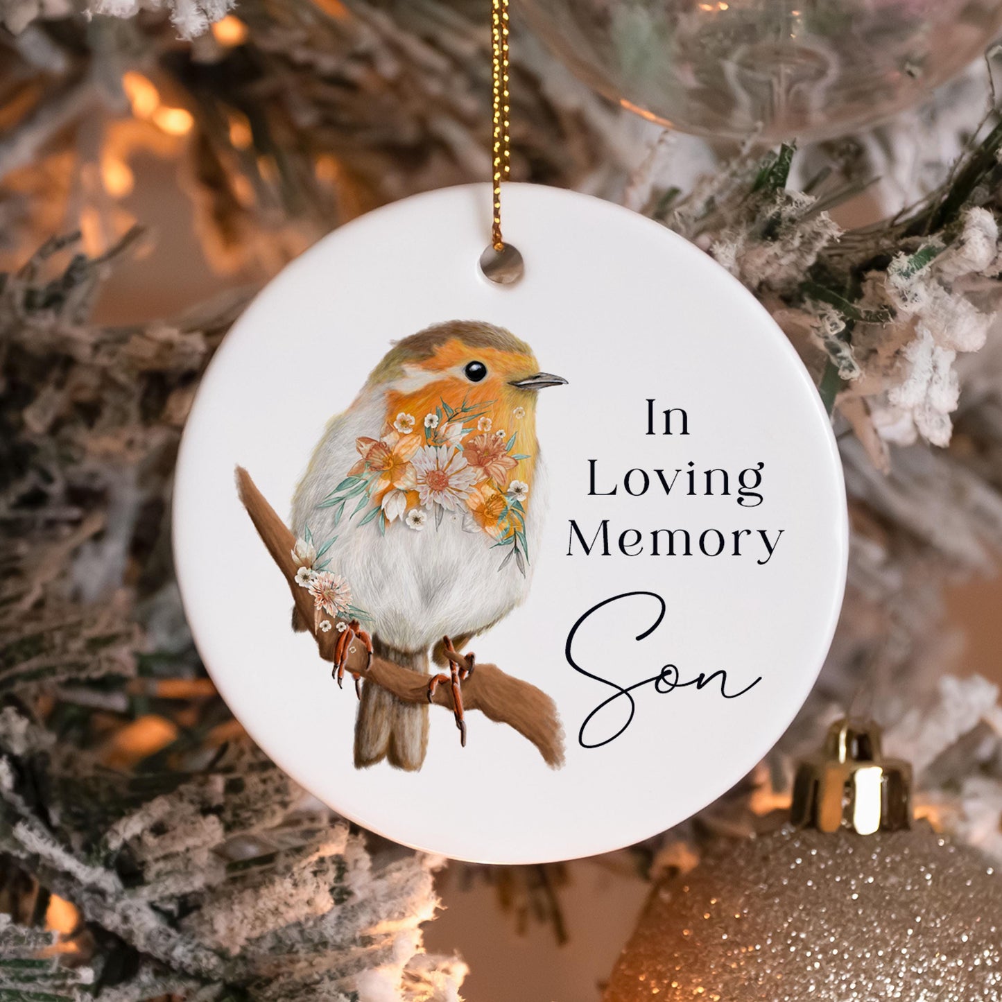 Robin Memory Hanging Decoration Relation, Friend,Loved One Christmas Memory, Ceramic Memory Bauble, Christmas Bauble,Christmas Loss Keepsake