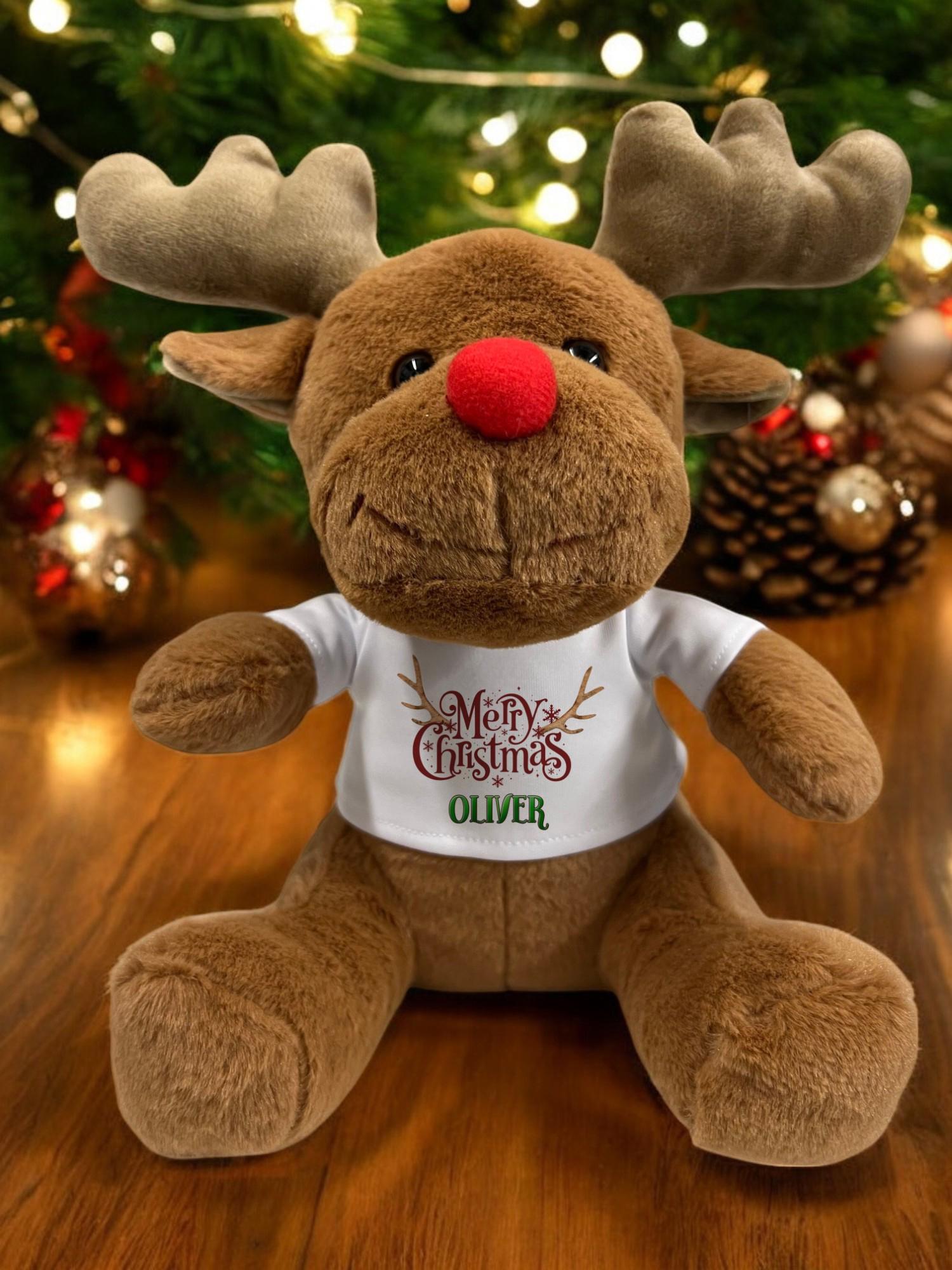 Personalised Reindeer Soft Toy Child & Baby 1st Christmas
