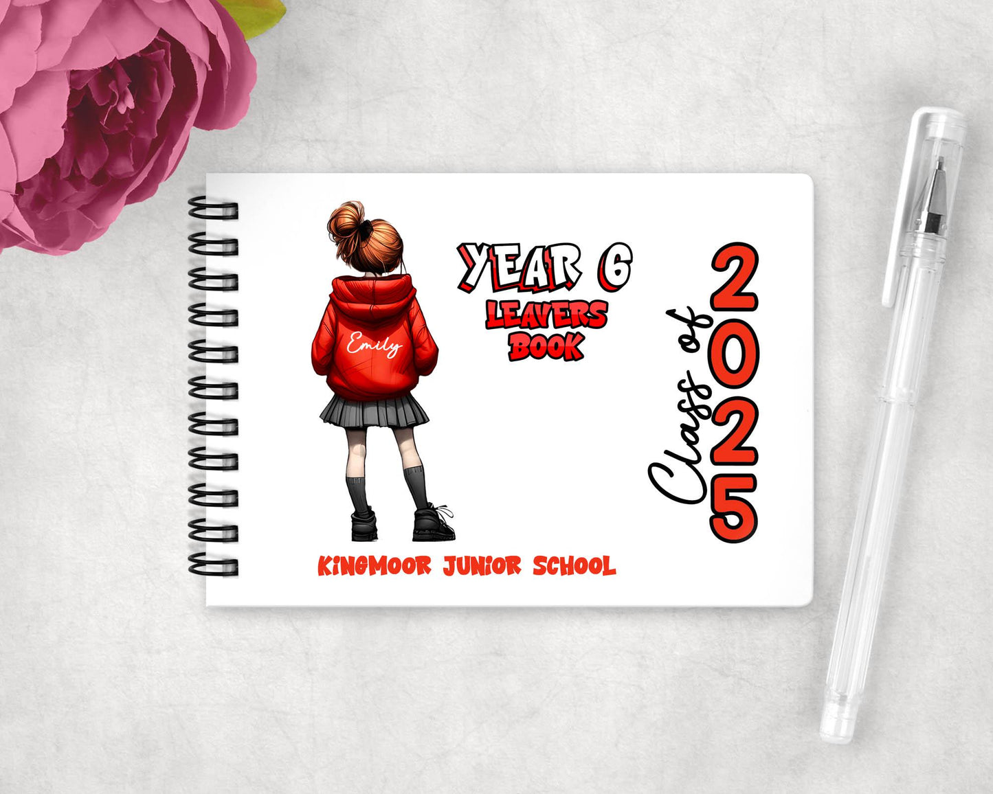 A6 Personalised Girls Leavers Notebook, Build Your Own End Of Year Signature Notepad, Year 6 Leavers Signature Book, School Leavers Pad