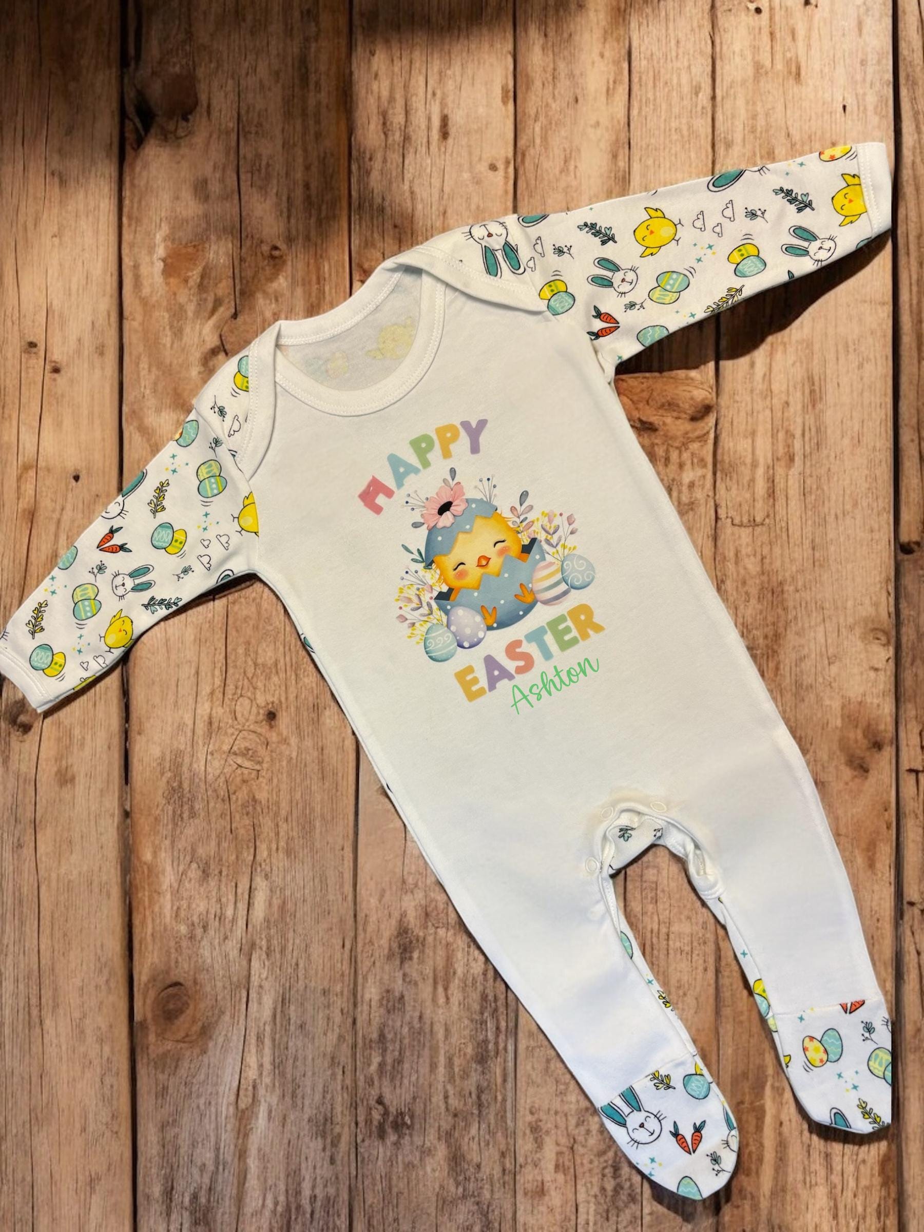 0-3 Months Personalised Baby Easter Romper