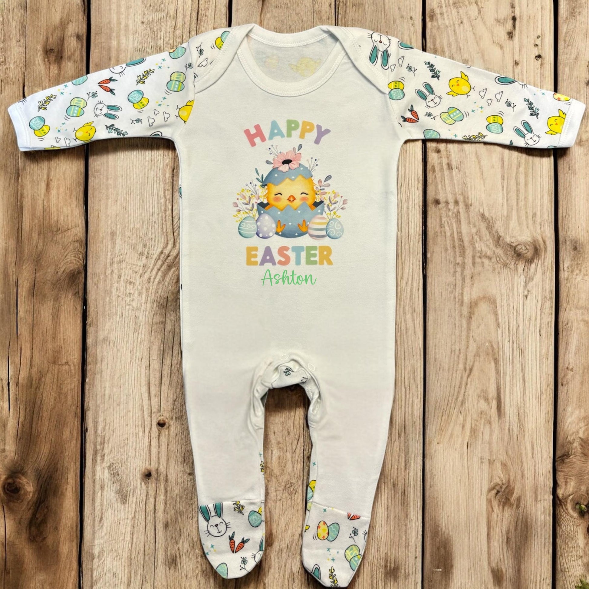 0-3 Months Personalised Baby Easter Romper