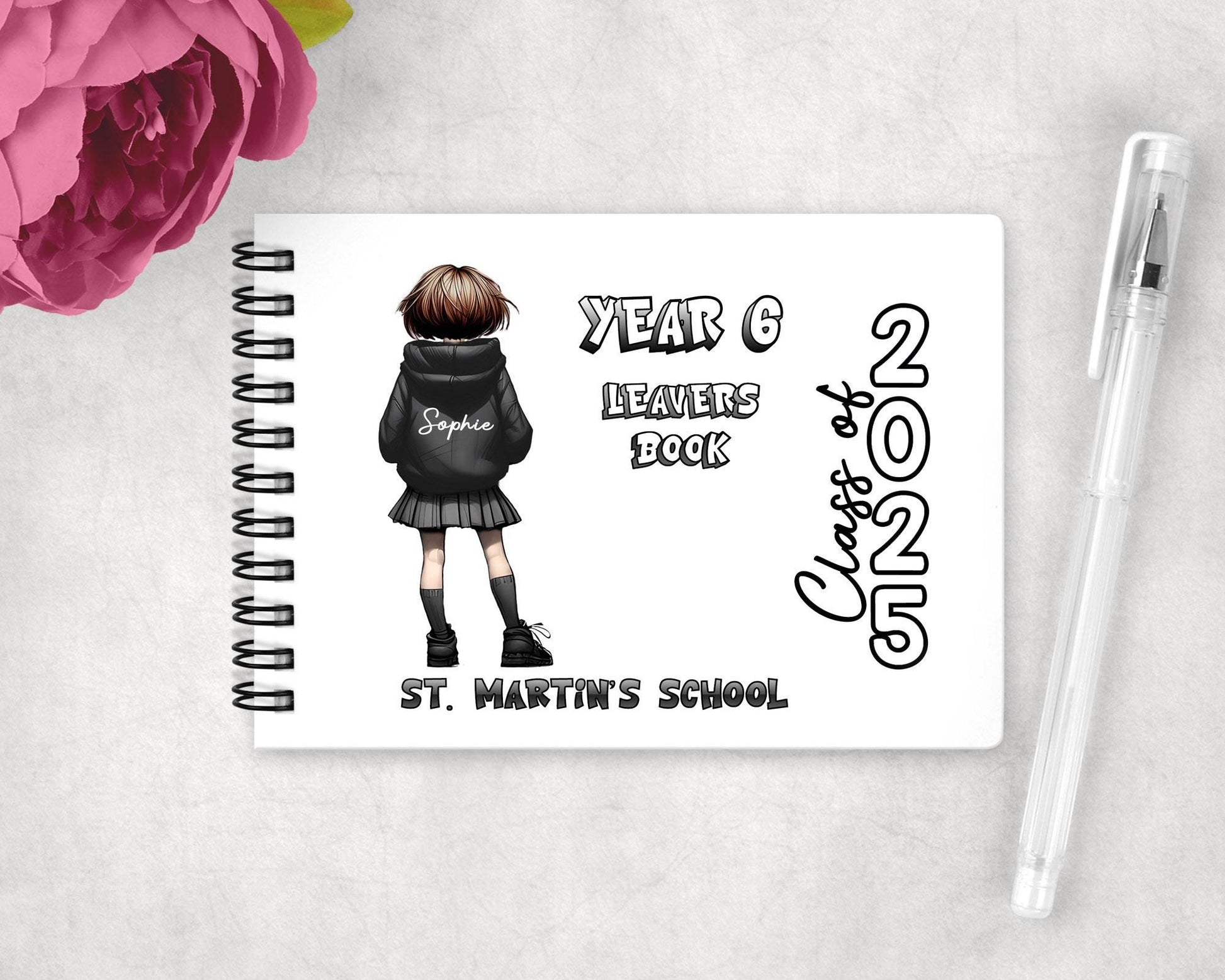 A6 Personalised Girls Leavers Notebook