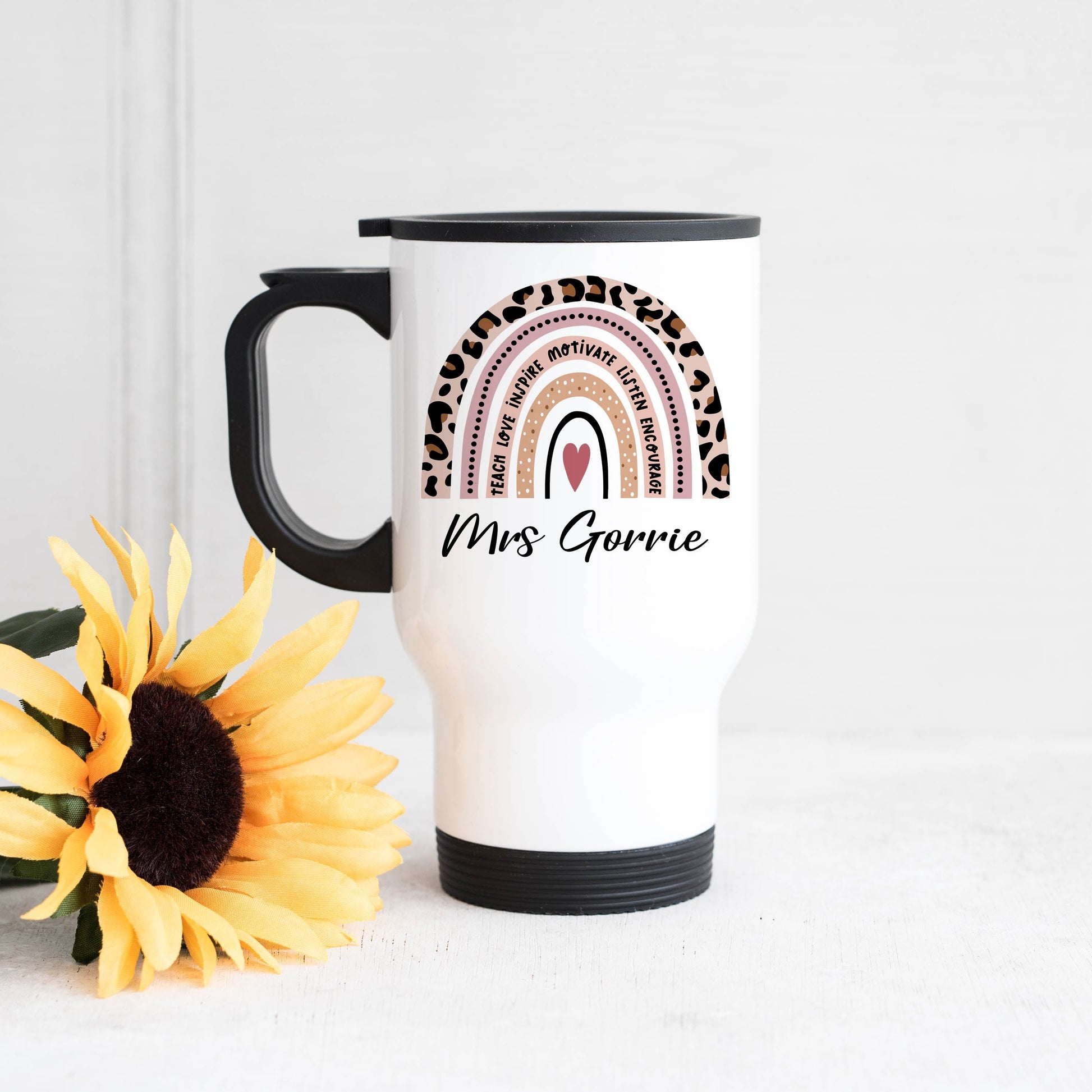 Personalised Teacher Rainbow Travel Mug